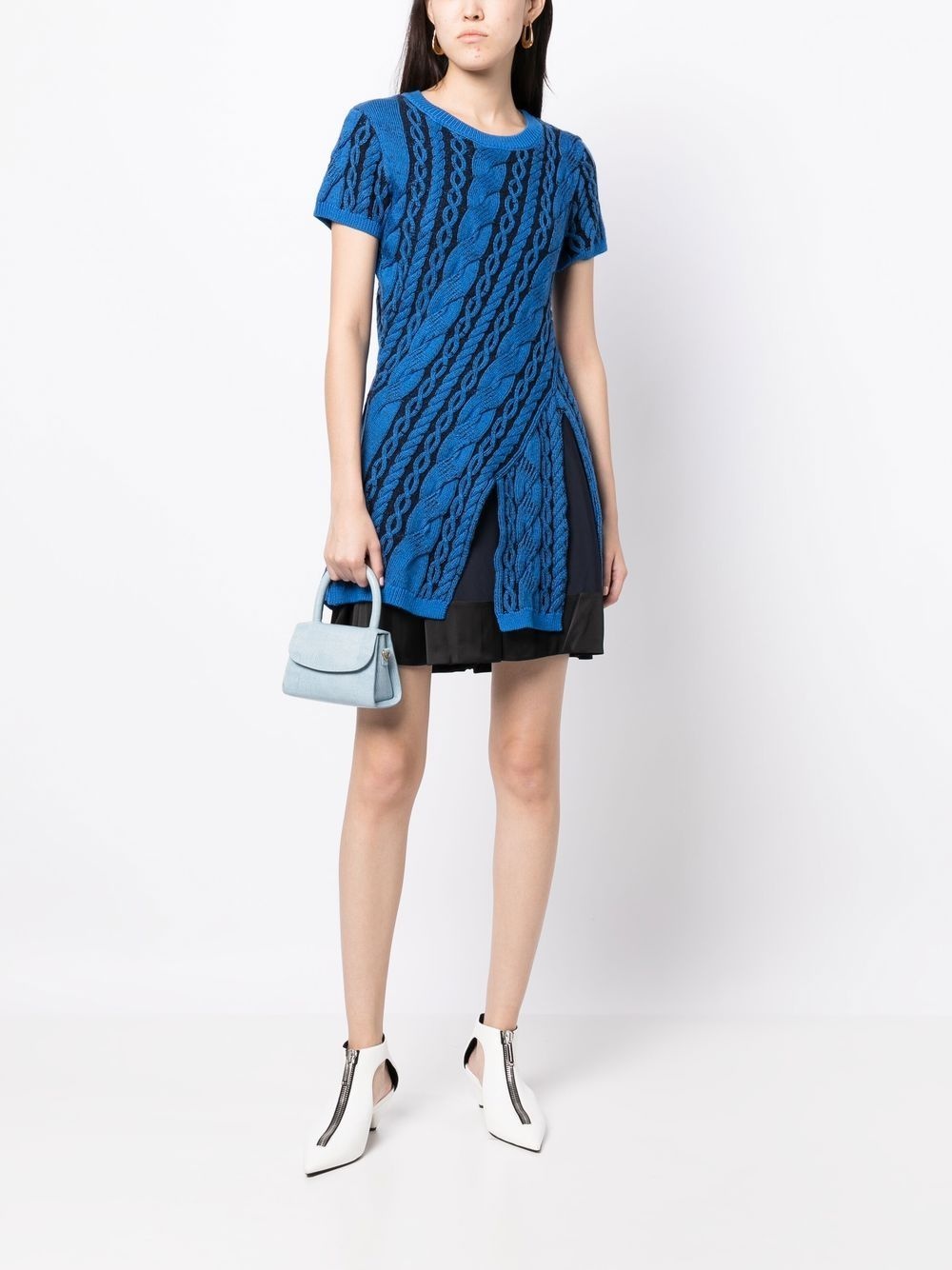 layered cable-knit cut-out dresss - 2