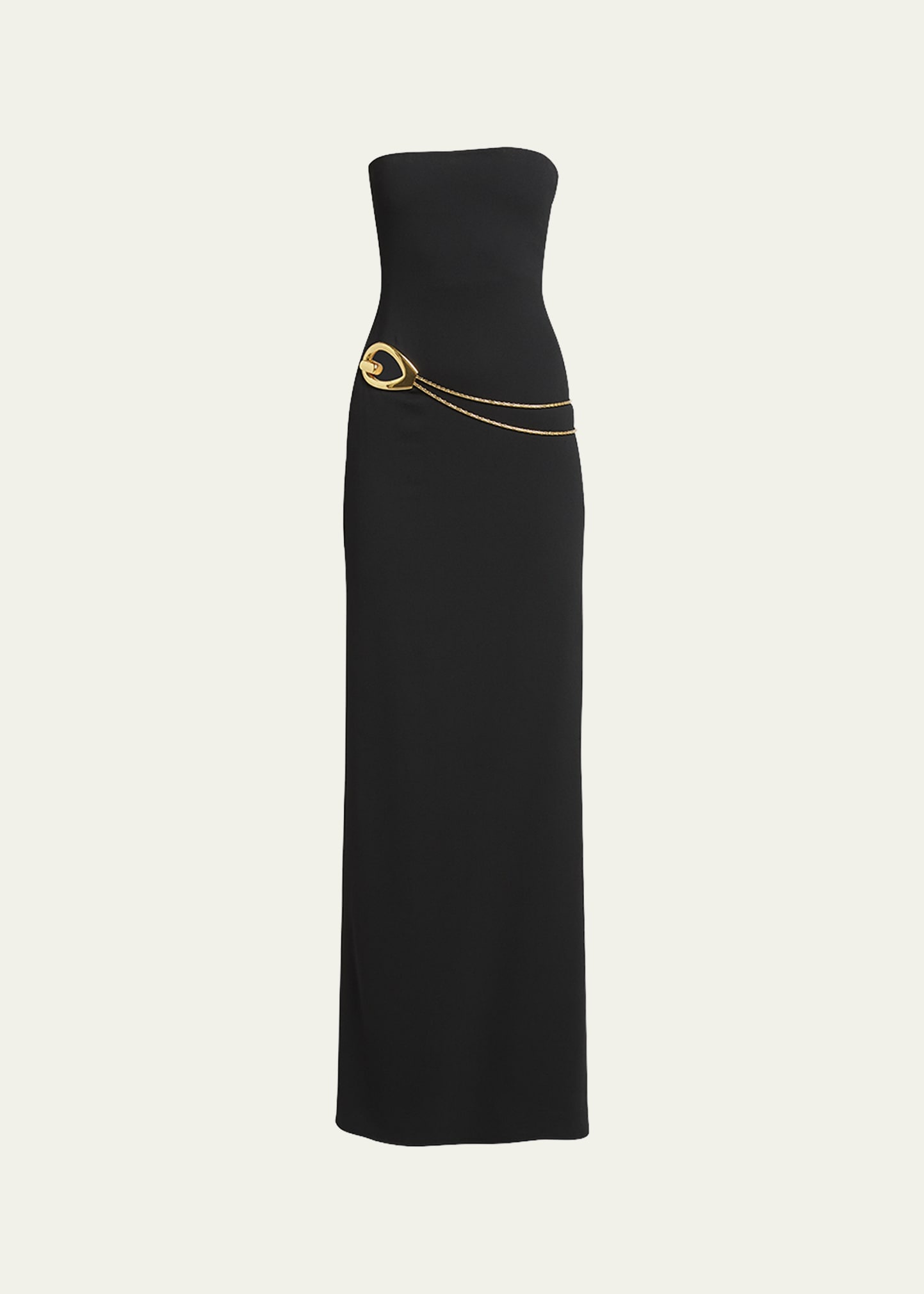 Stretch Sable Strapless Evening Dress with Cutout Detail - 1
