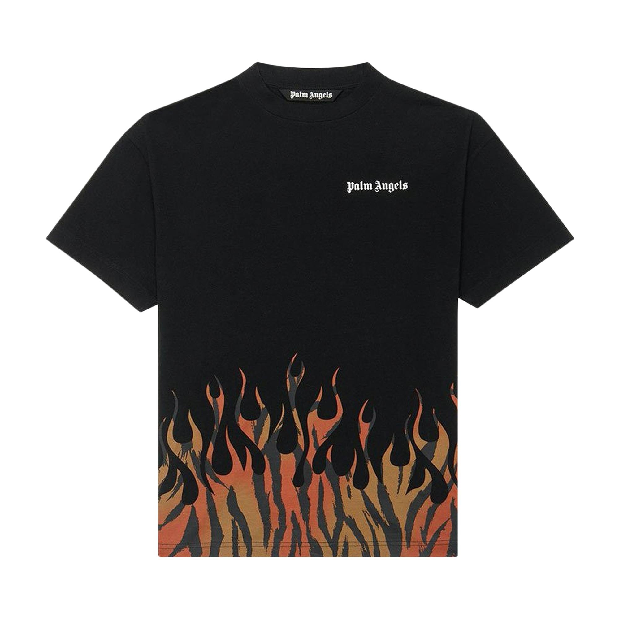 Palm Angels Tiger Flames Tee 'Black/Orange' - 1