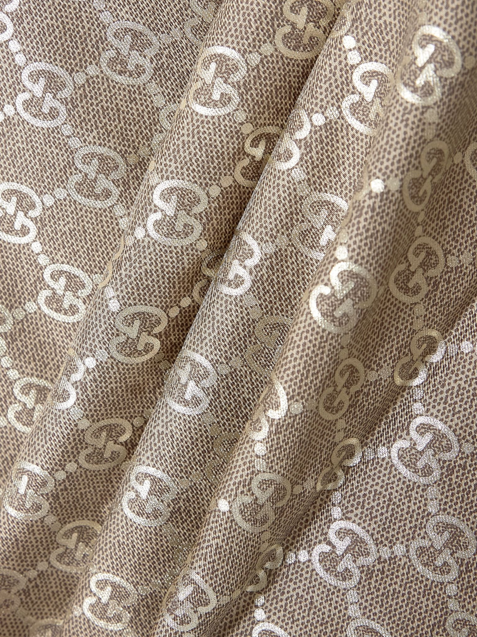 Printed metallic silk-twill scarf Beige - 3