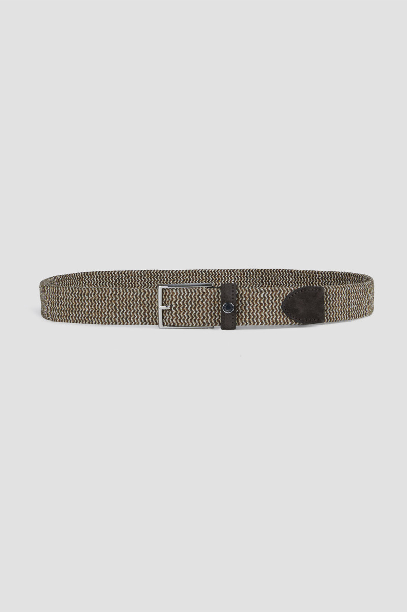 ELASTIC BELT WITH MICRO-WEAVE AND LEATHER TRIMS 1