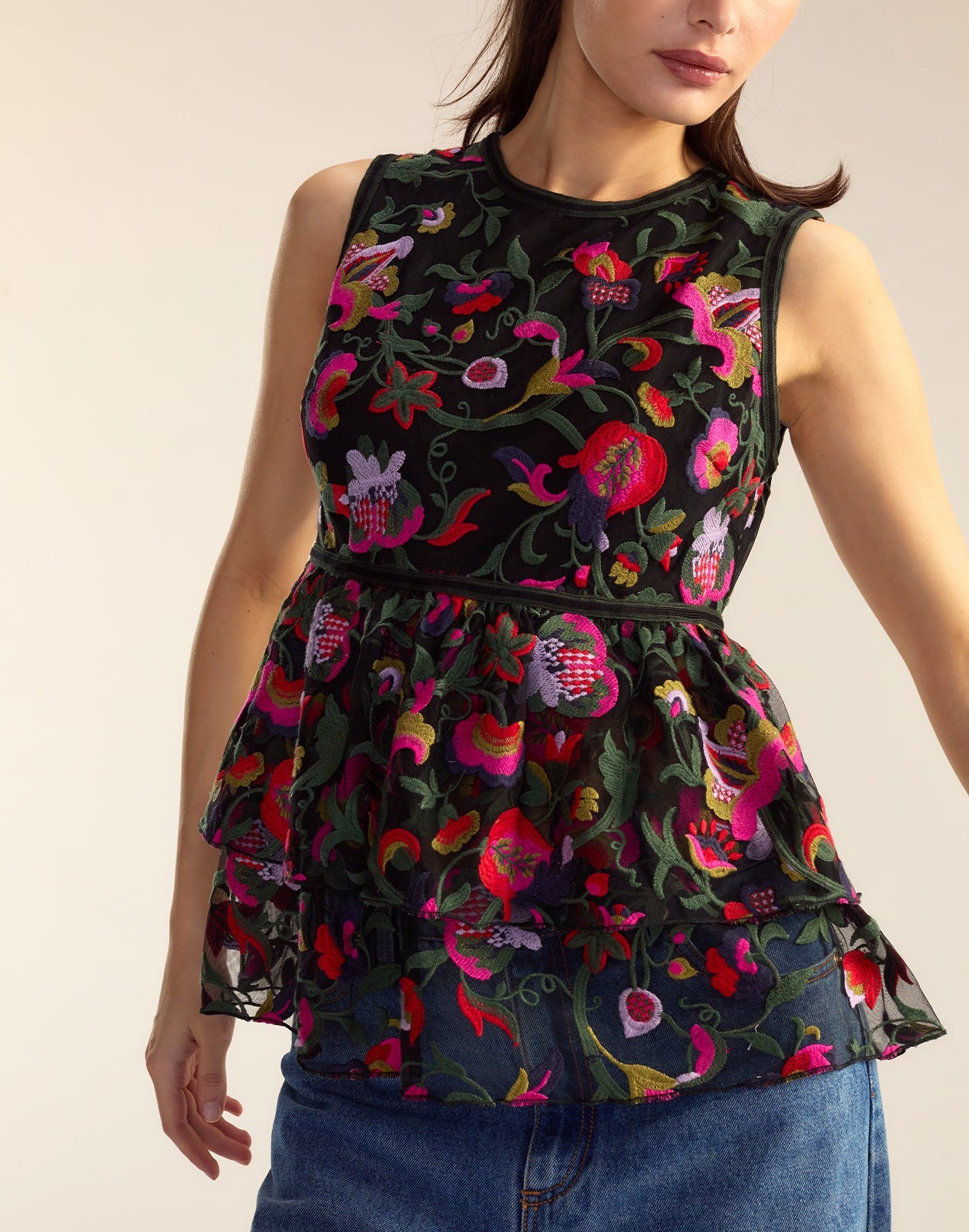 Eve Embroidered Peplum Top - 5