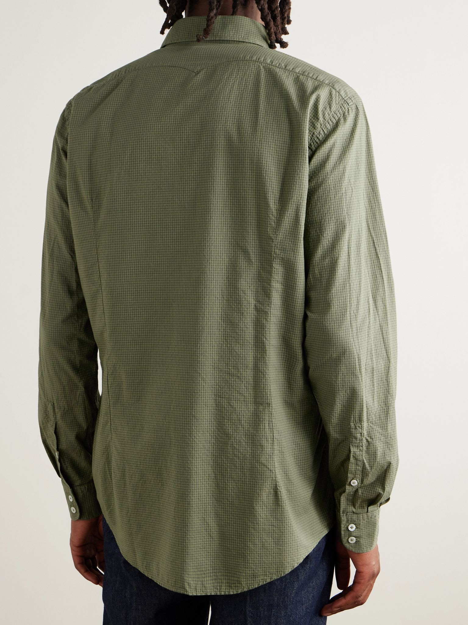 Canary Checked Cotton Shirt Green - 4