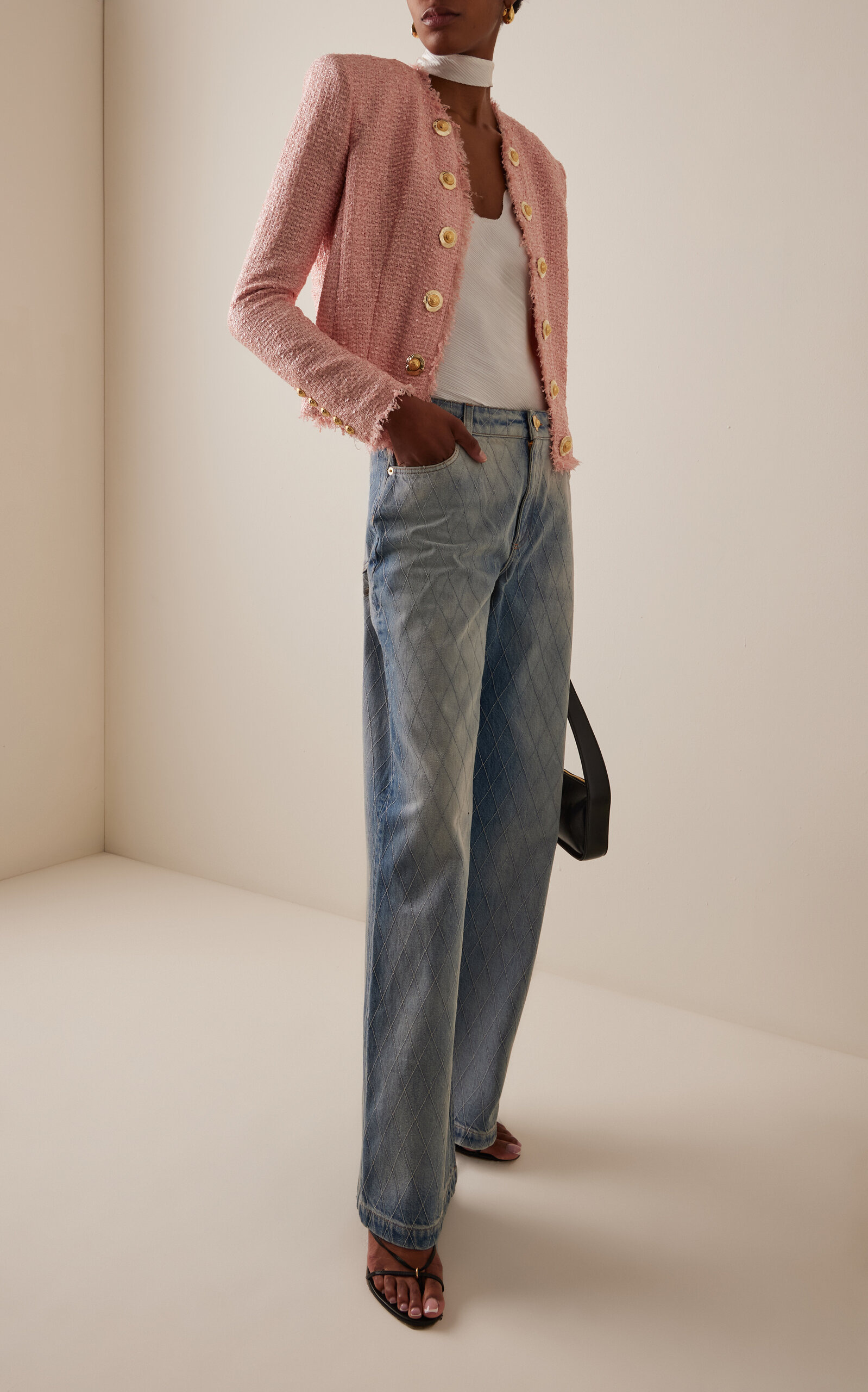 Quilted Rigid Straight-Leg Jeans medium wash - 2