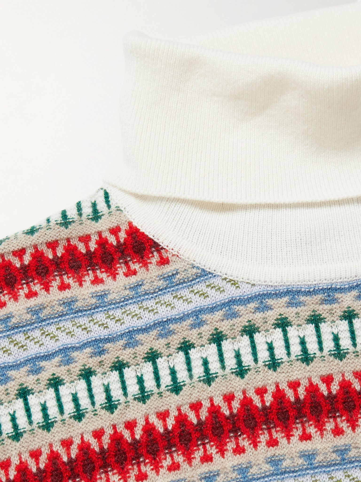 Fair Isle Cashmere Rollneck Sweater Cream - 4