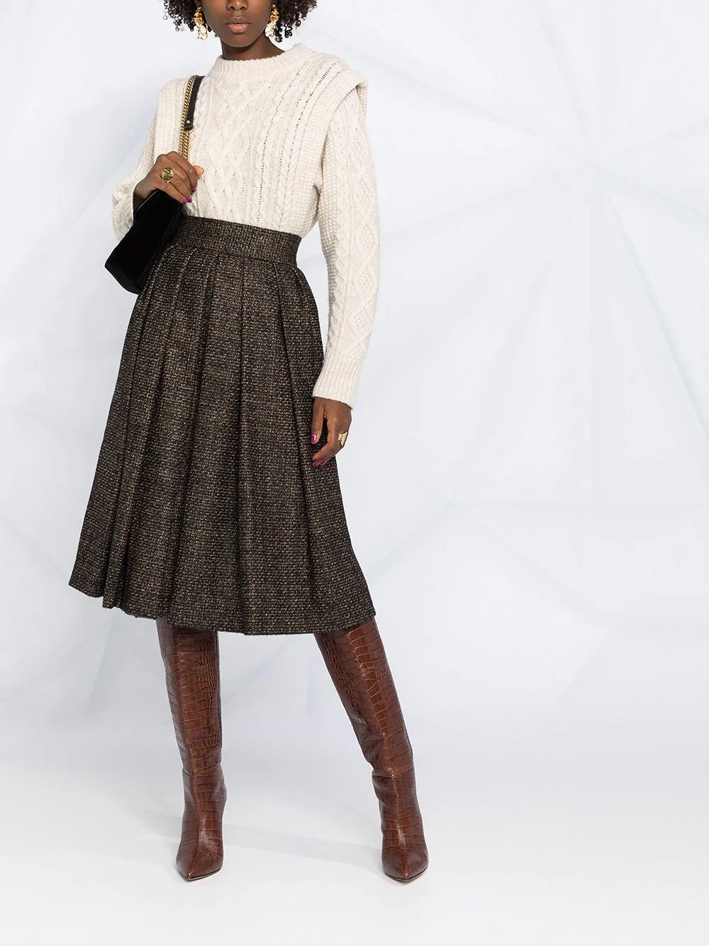 micro tweed pleated skirt - 2