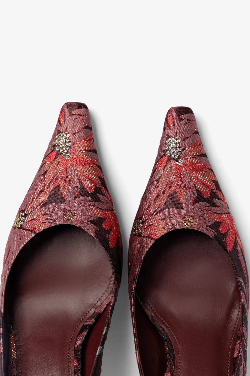 Larroudé by Markarian: Pump Burgundy Floral Brocade 3