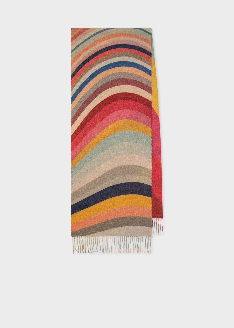 Wool-Cashmere 'Swirl' Stripe Scarf 1