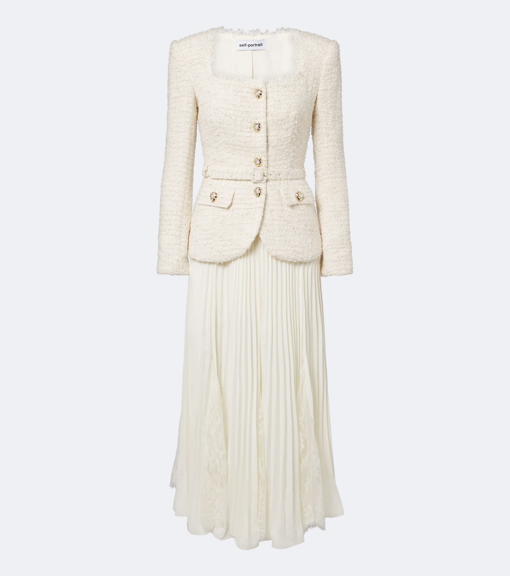 Belted bouclé blazer dress - 1