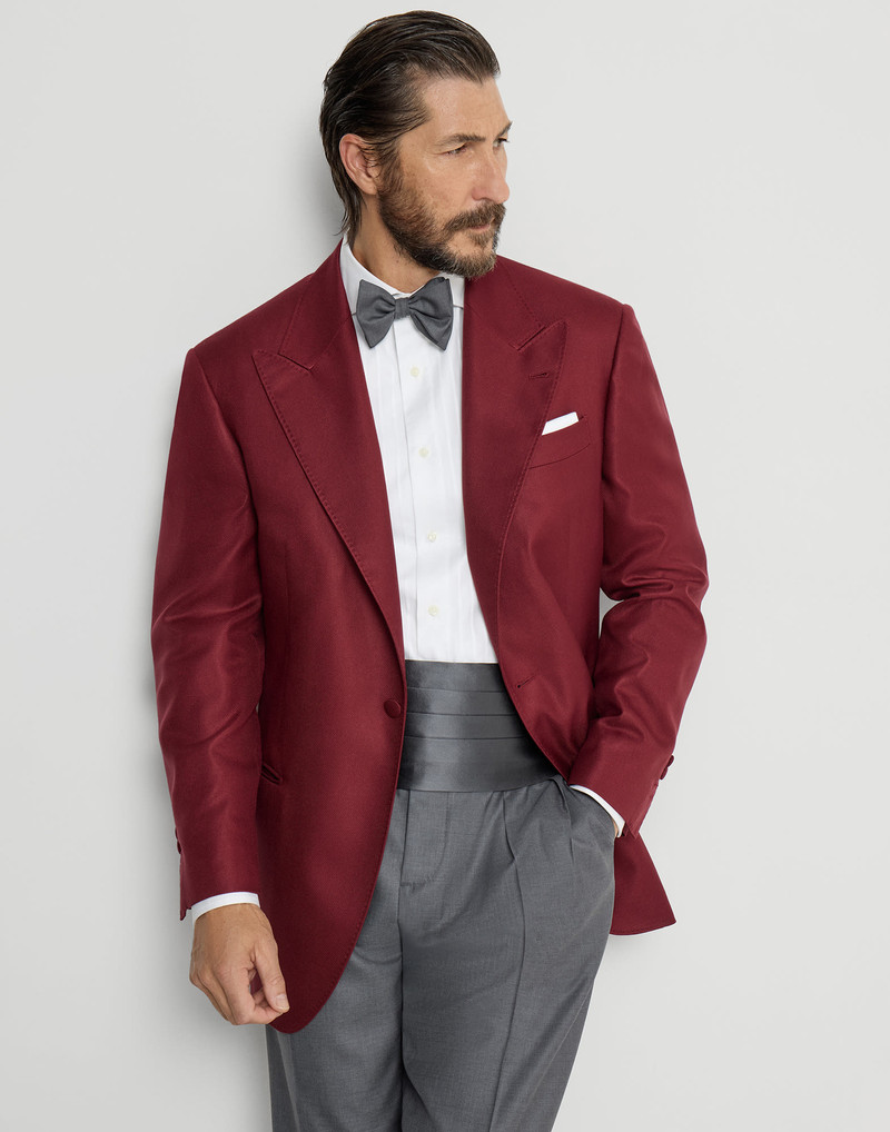 Silk diagonal tuxedo jacket with peak lapels 5