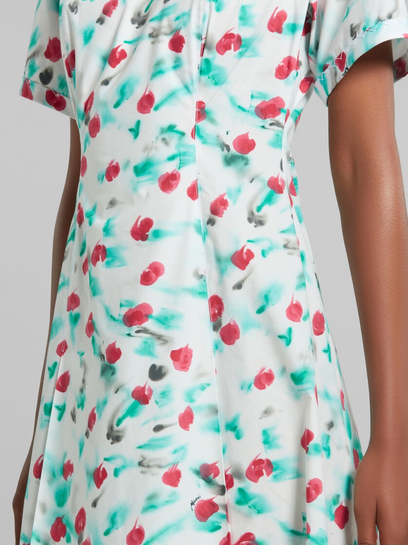 WHITE POPLIN MIDI DRESS WITH REVERIE PRINT - 5