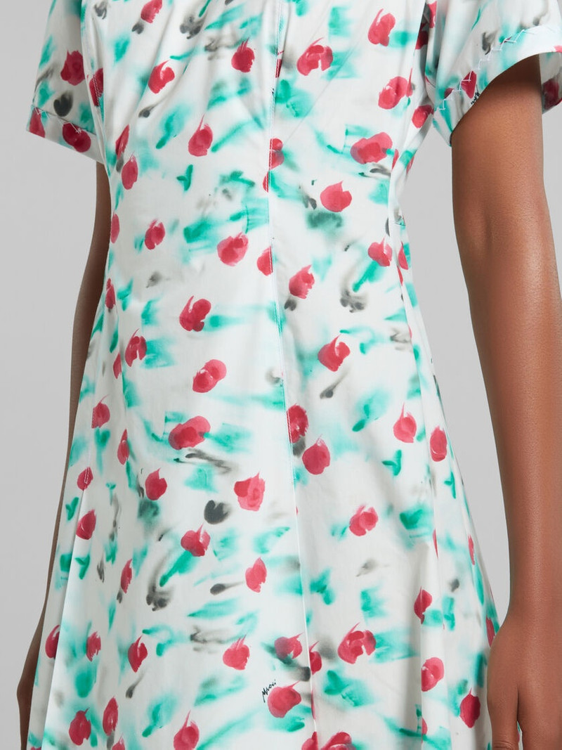 WHITE POPLIN MIDI DRESS WITH REVERIE PRINT 5