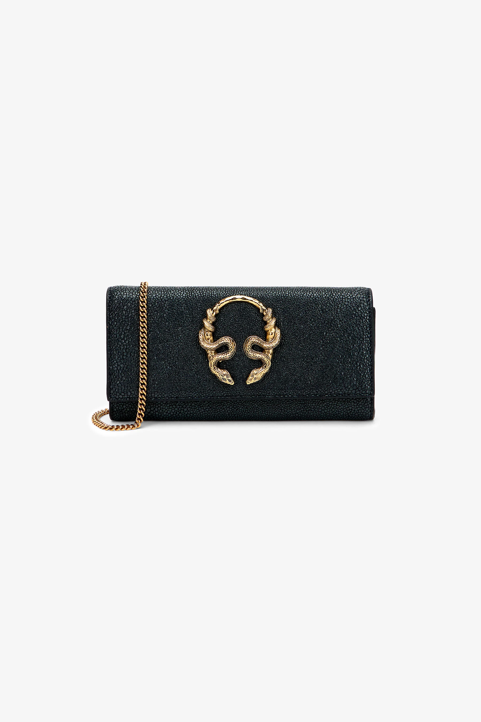 Serpentine Leather Wallet With Chain - 1