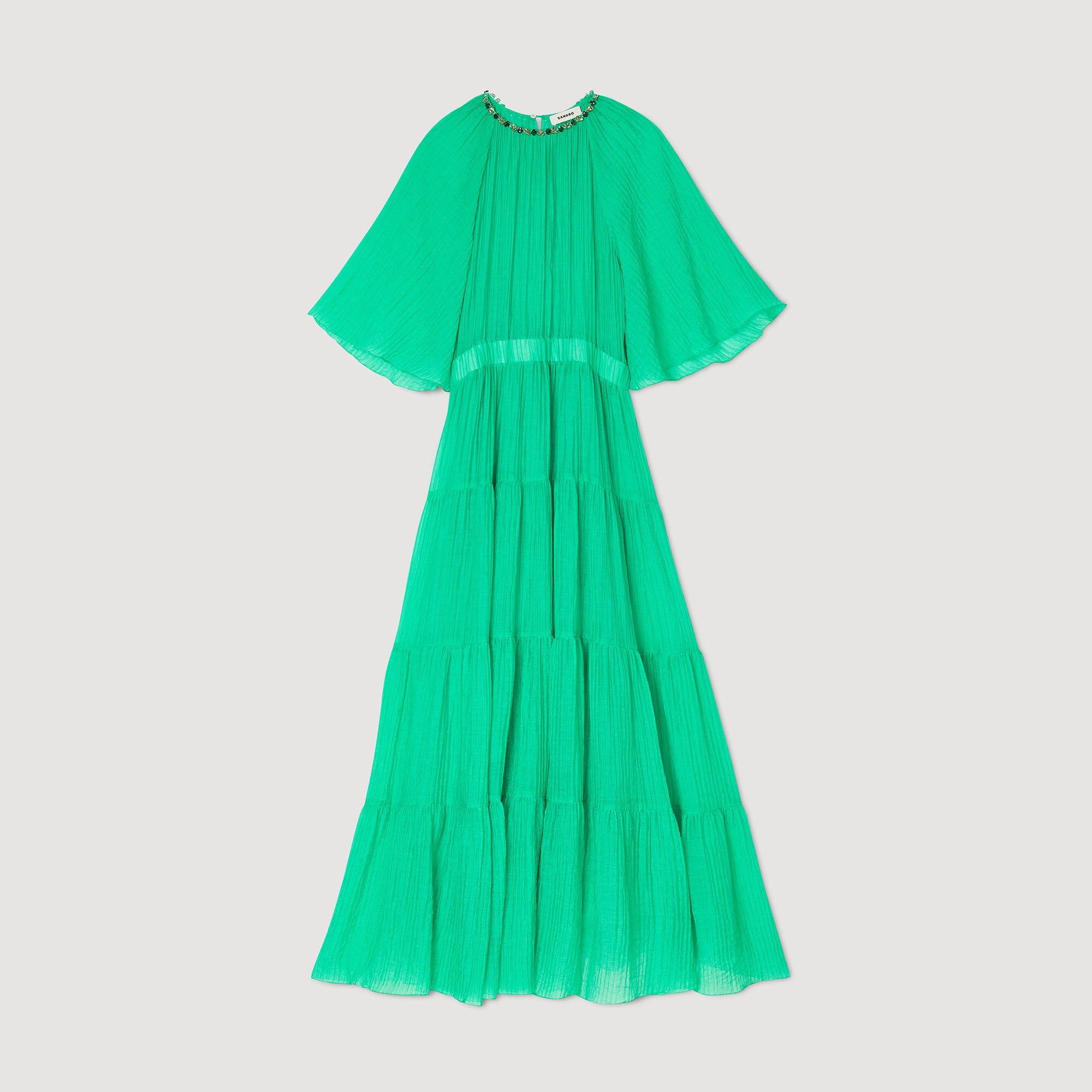 MIDI DRESS WITH RHINESTONE NECK - 1