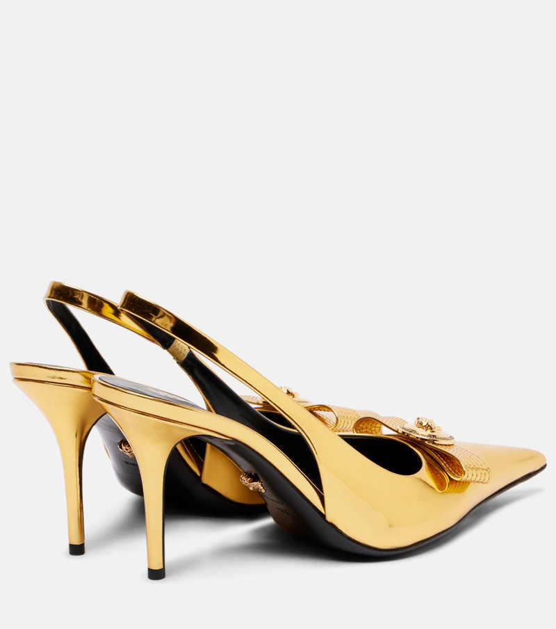 Gianni Ribbon 85 leather slingback pumps 2