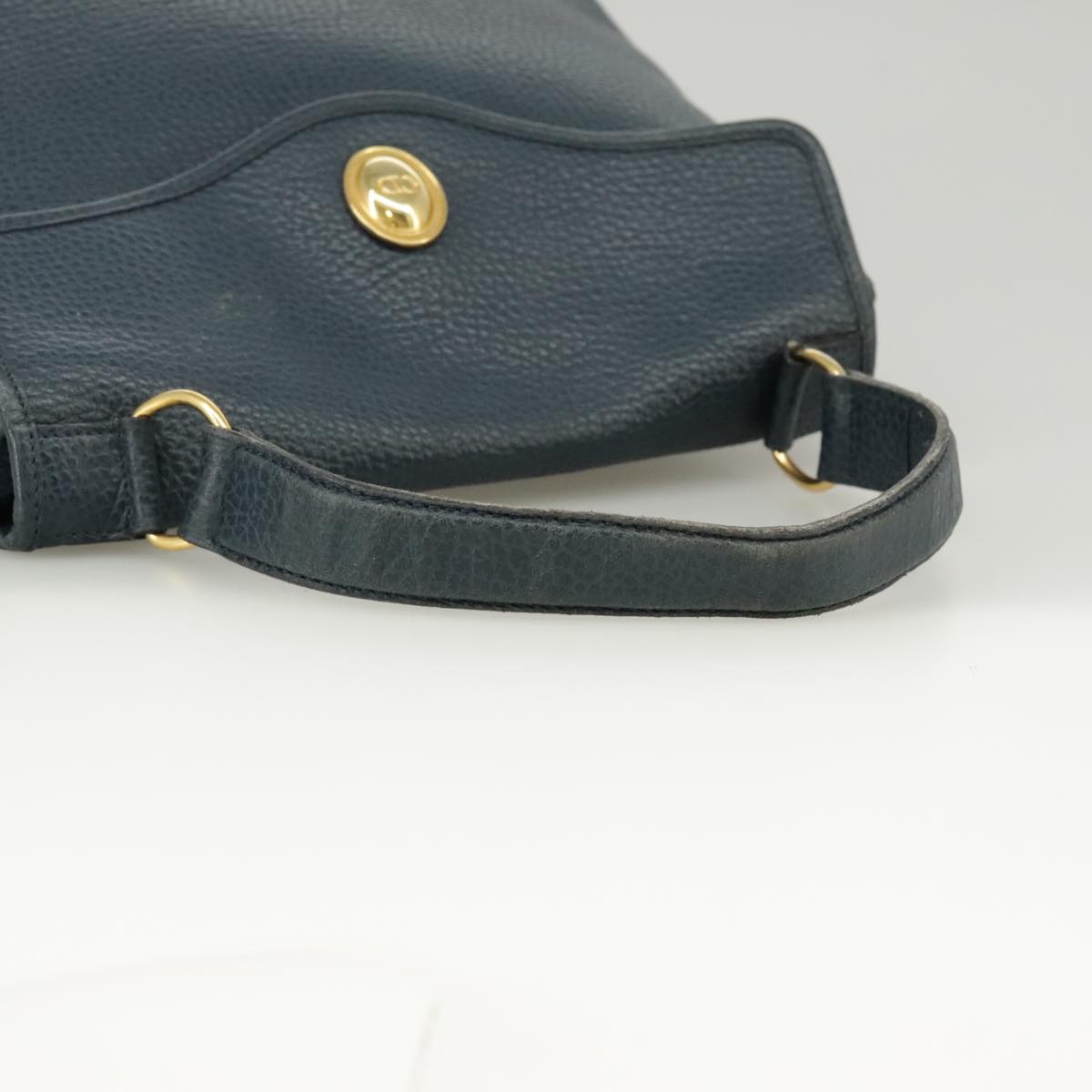 DIOR Hand Bag Leather Navy Gold - 7