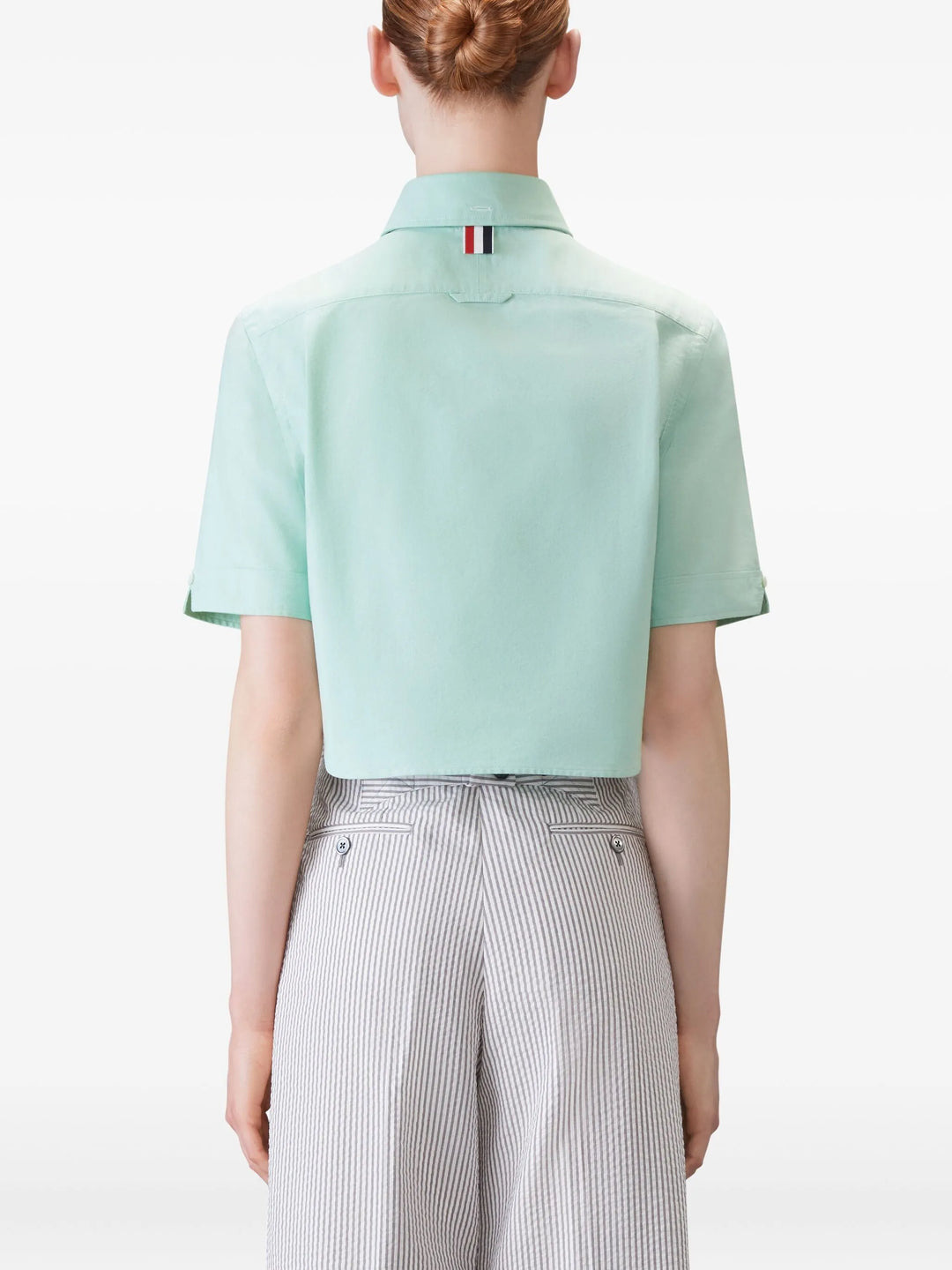 Oxford Cropped Short Sleeve Shirt Women - 4