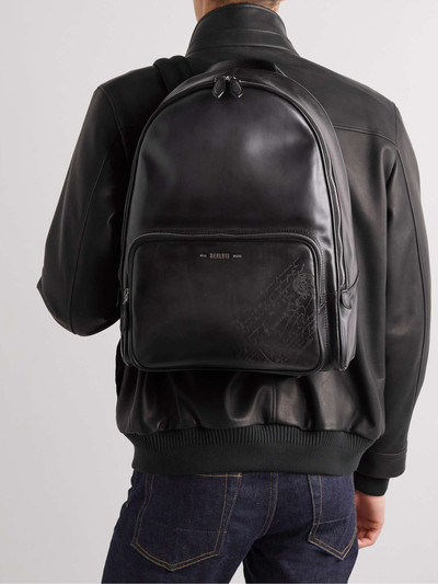 Berluti Scritto Logo-Debossed Leather Backpack outlook