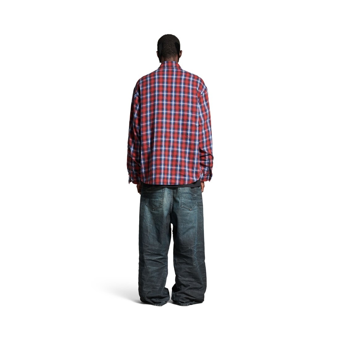 Men's Lined Shirt in Red/blue - 4