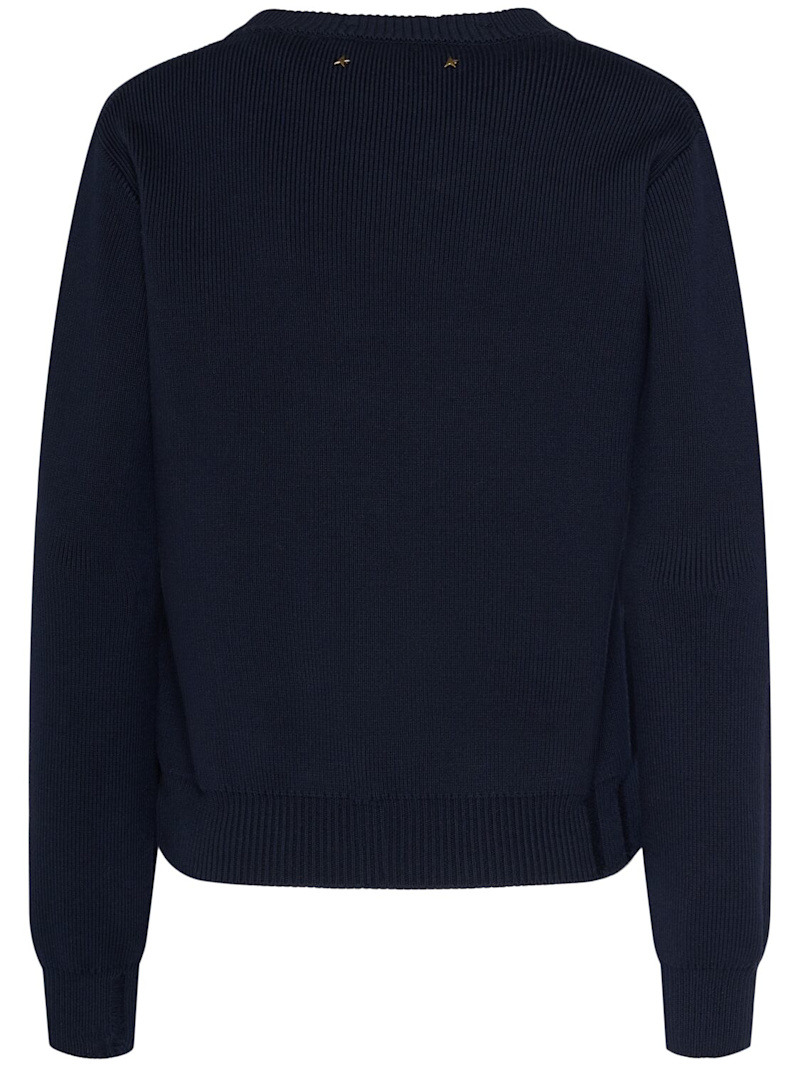 Golden cotton knit crewneck sweater - 4