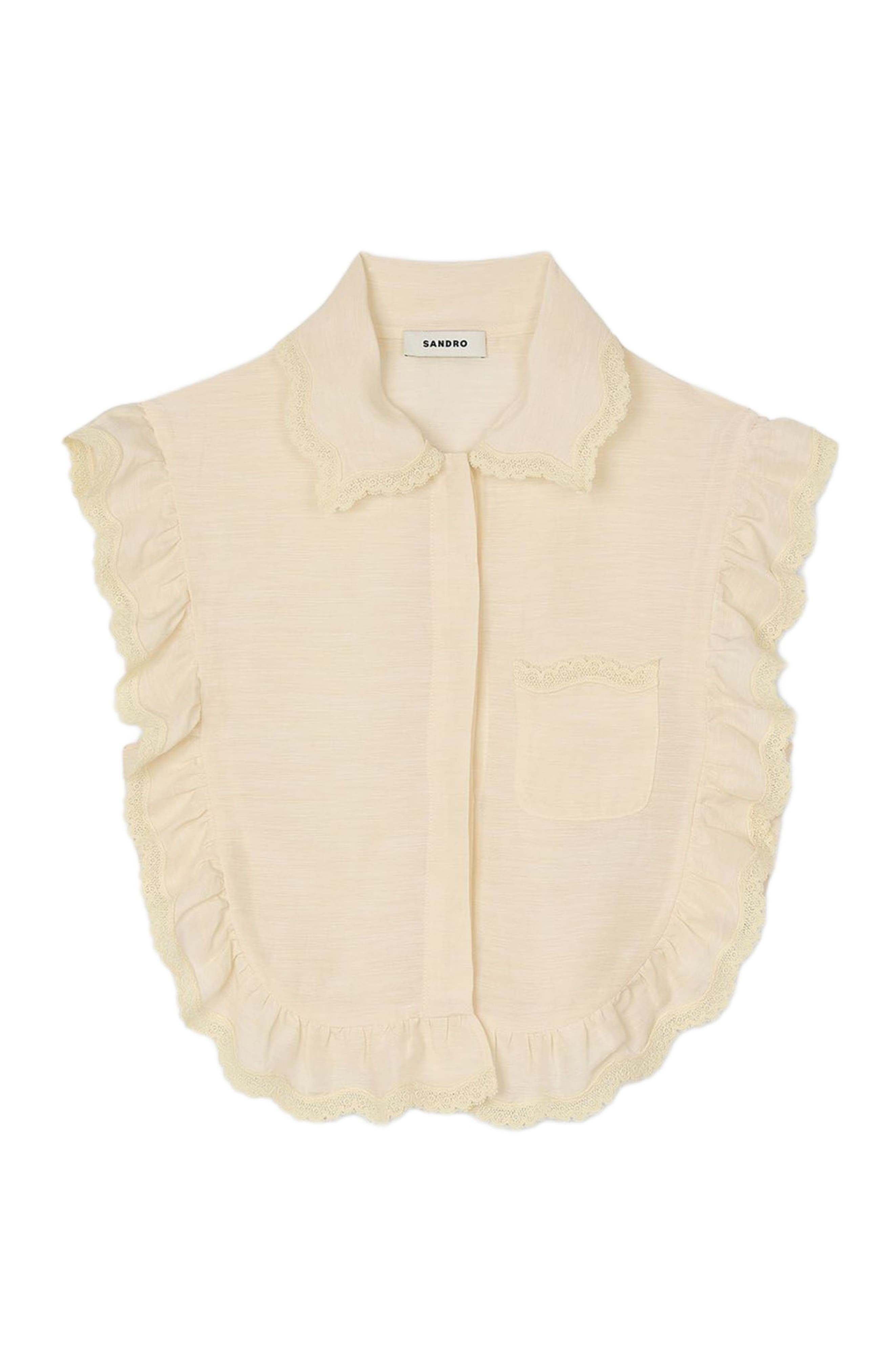 SANDRO Shirt collar with lace detail in Light Yellow at Nordstrom - 5