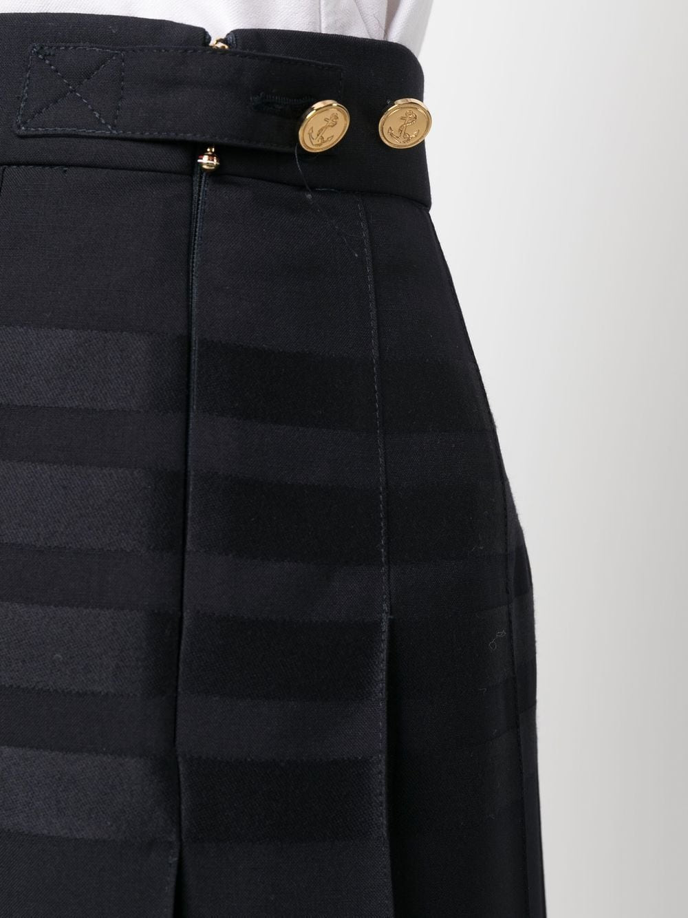 Wool Plain Weave Pleated 4-Bar Skirt - 5