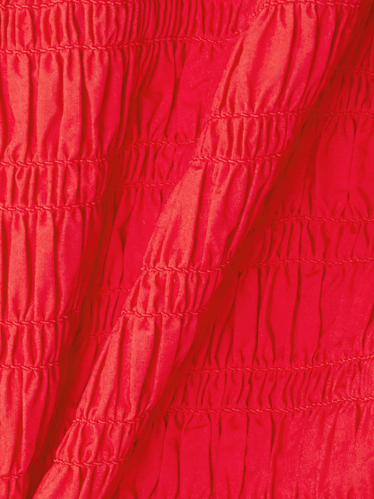 Tie-detailed ruffled shirred organic cotton-poplin tank Red - 4