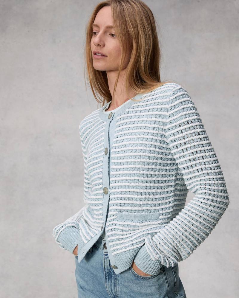 Marlee Striped Cotton Cardigan Relaxed Fit 6