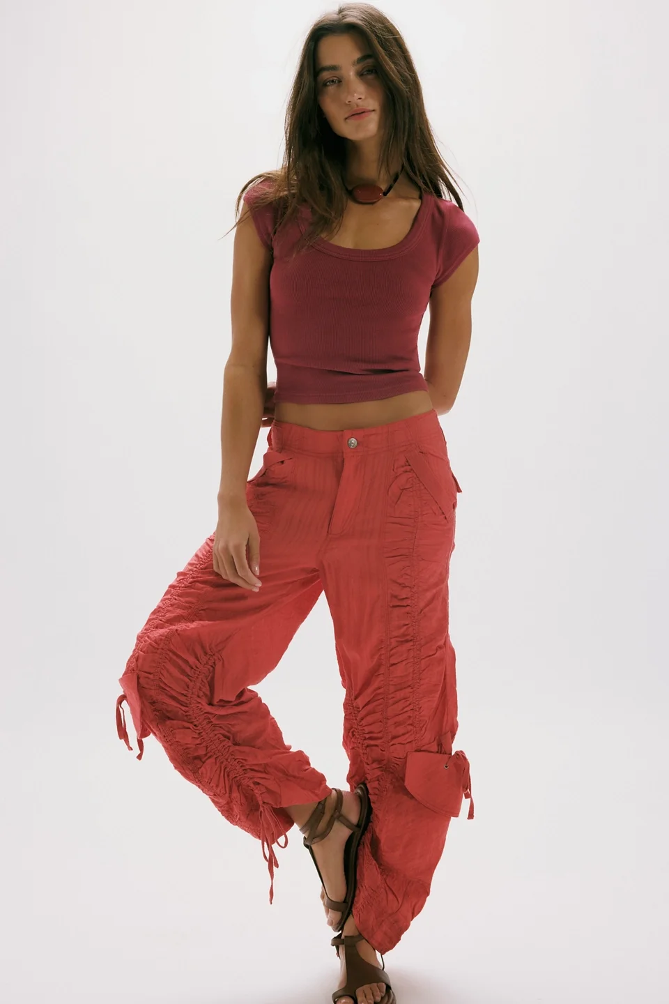 We The Free Scorpio Shirred Mid-Rise Cargo Pants - 1