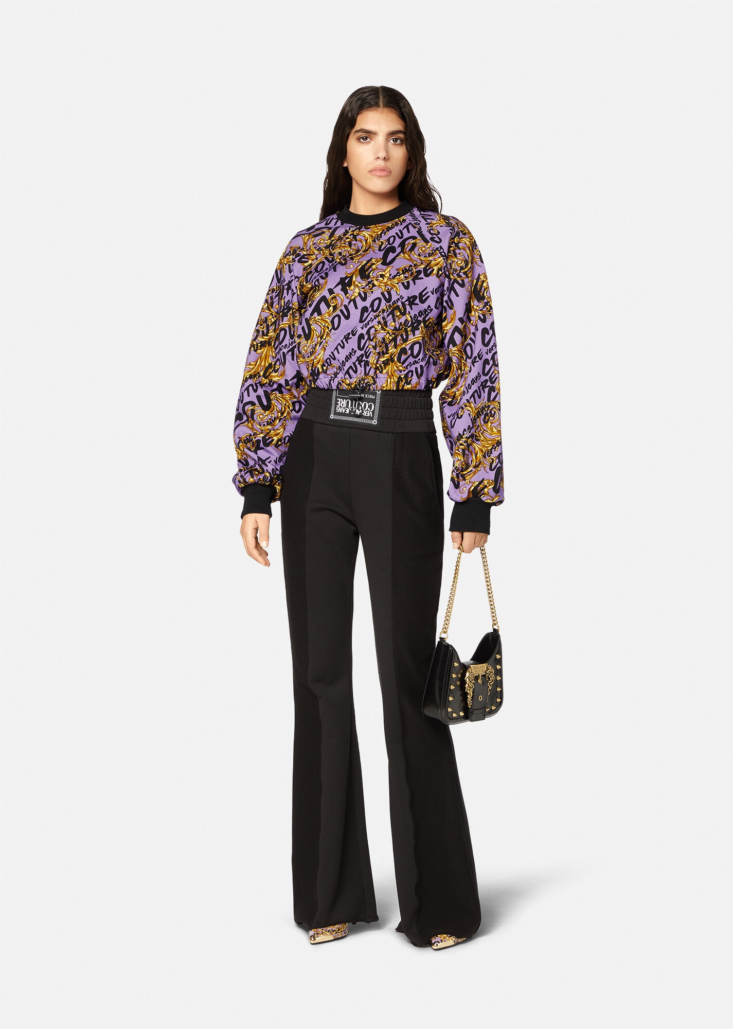 Logo Brush Couture Crop Sweatshirt - 2
