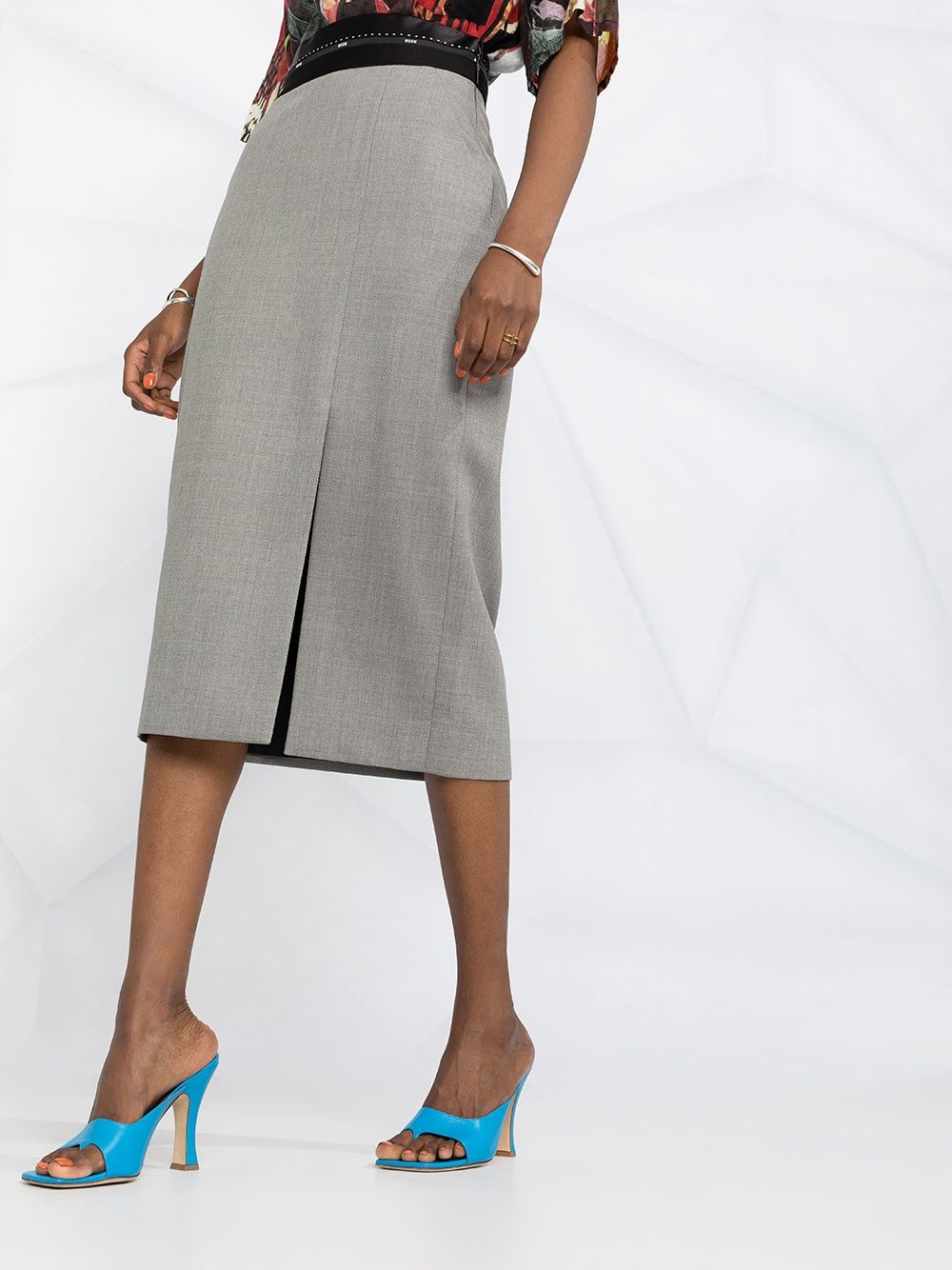 logo-waistband pencil skirt - 5