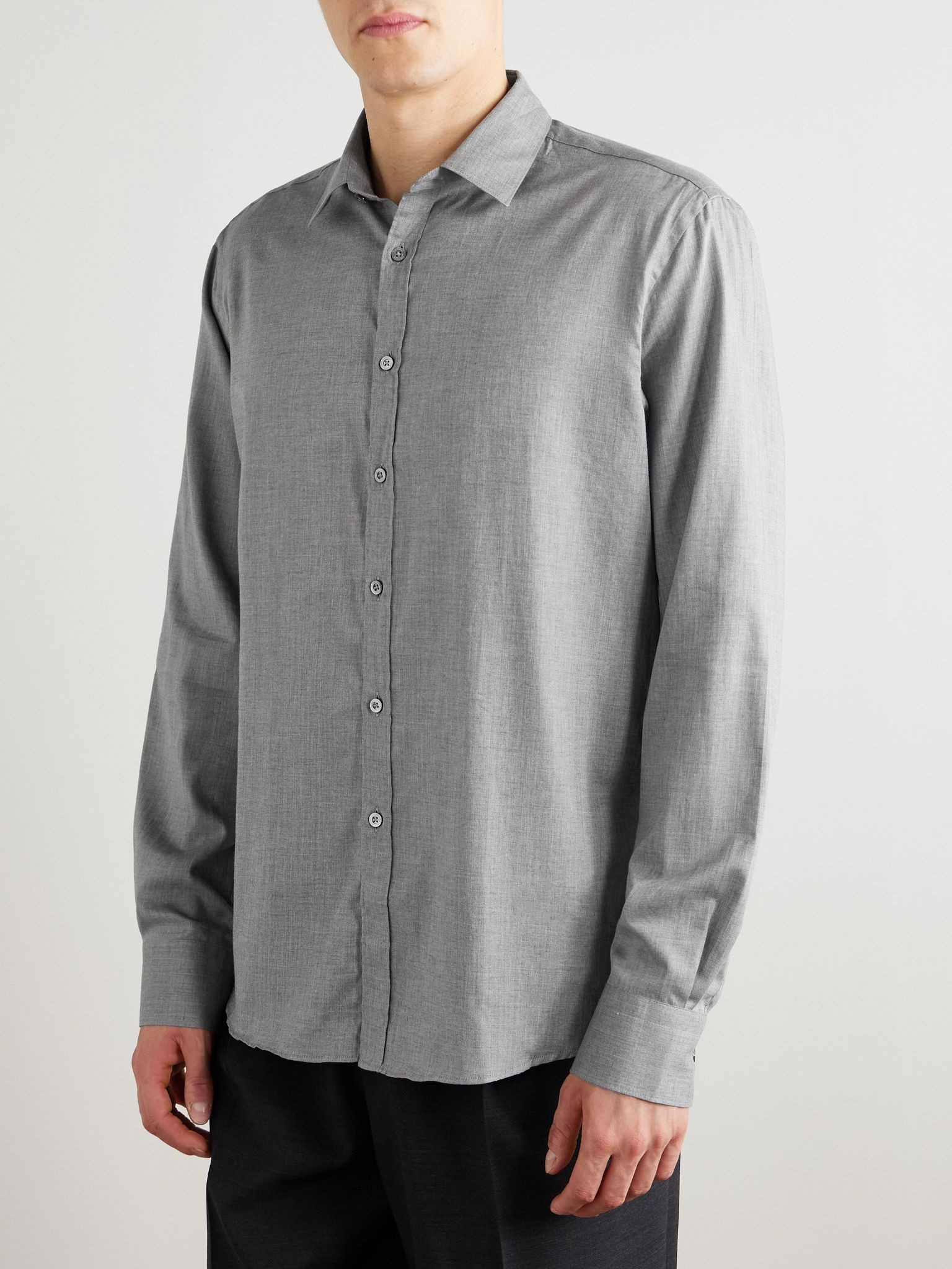 Pima Cotton-Flannel Shirt Gray - 3