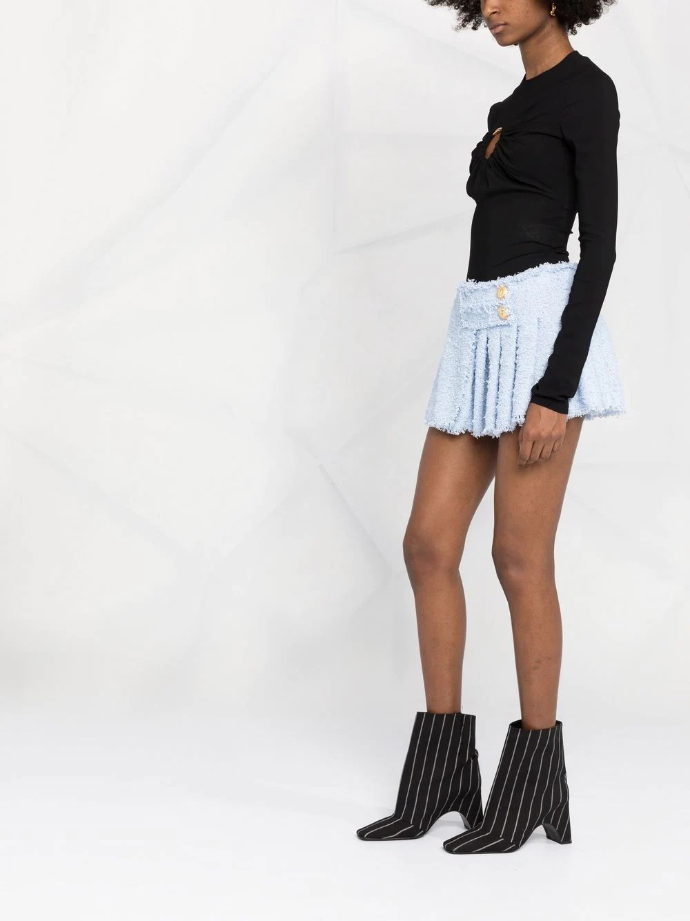 pleated front mini skirt - 4