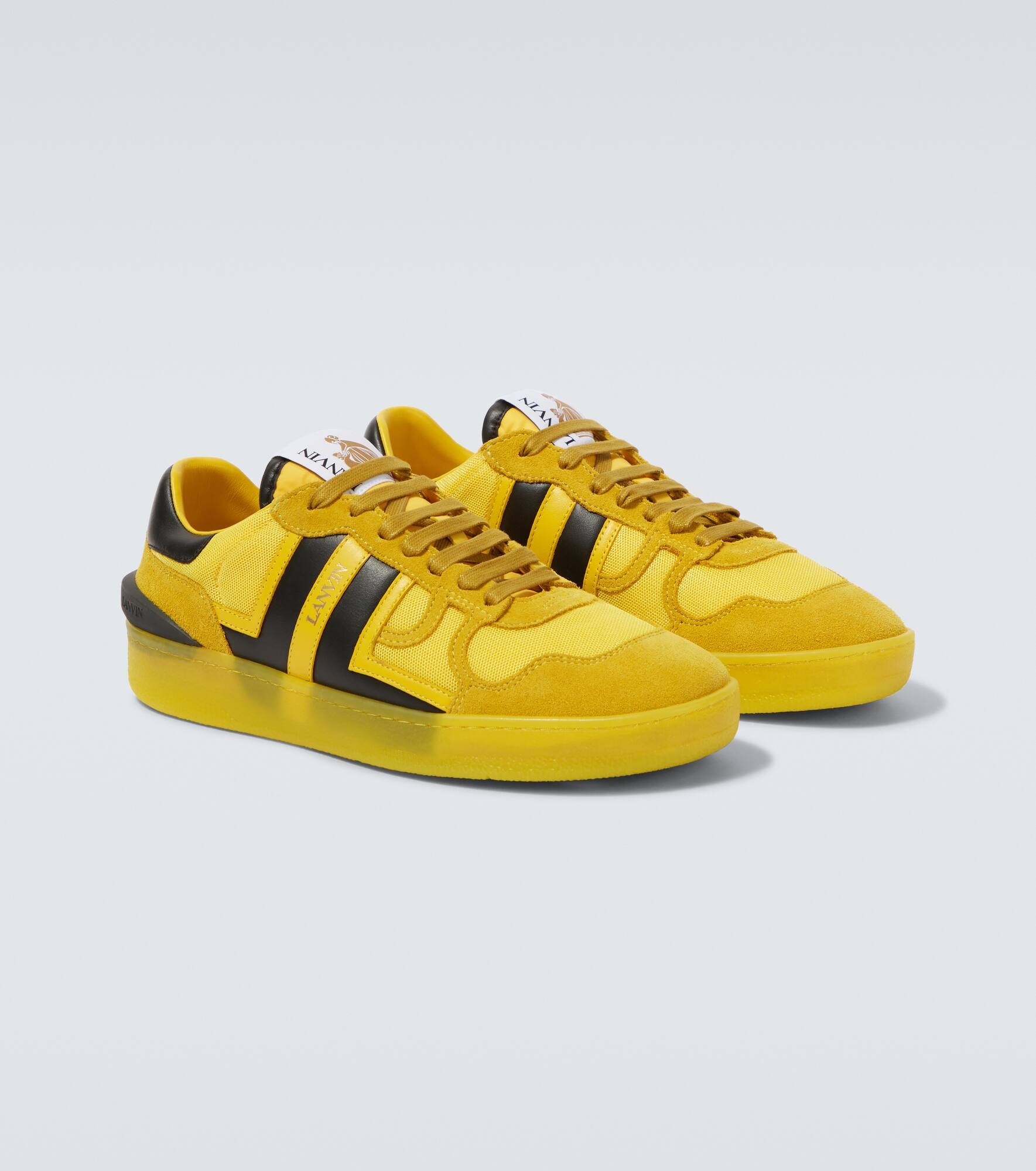 Clay leather-trimmed sneakers - 5