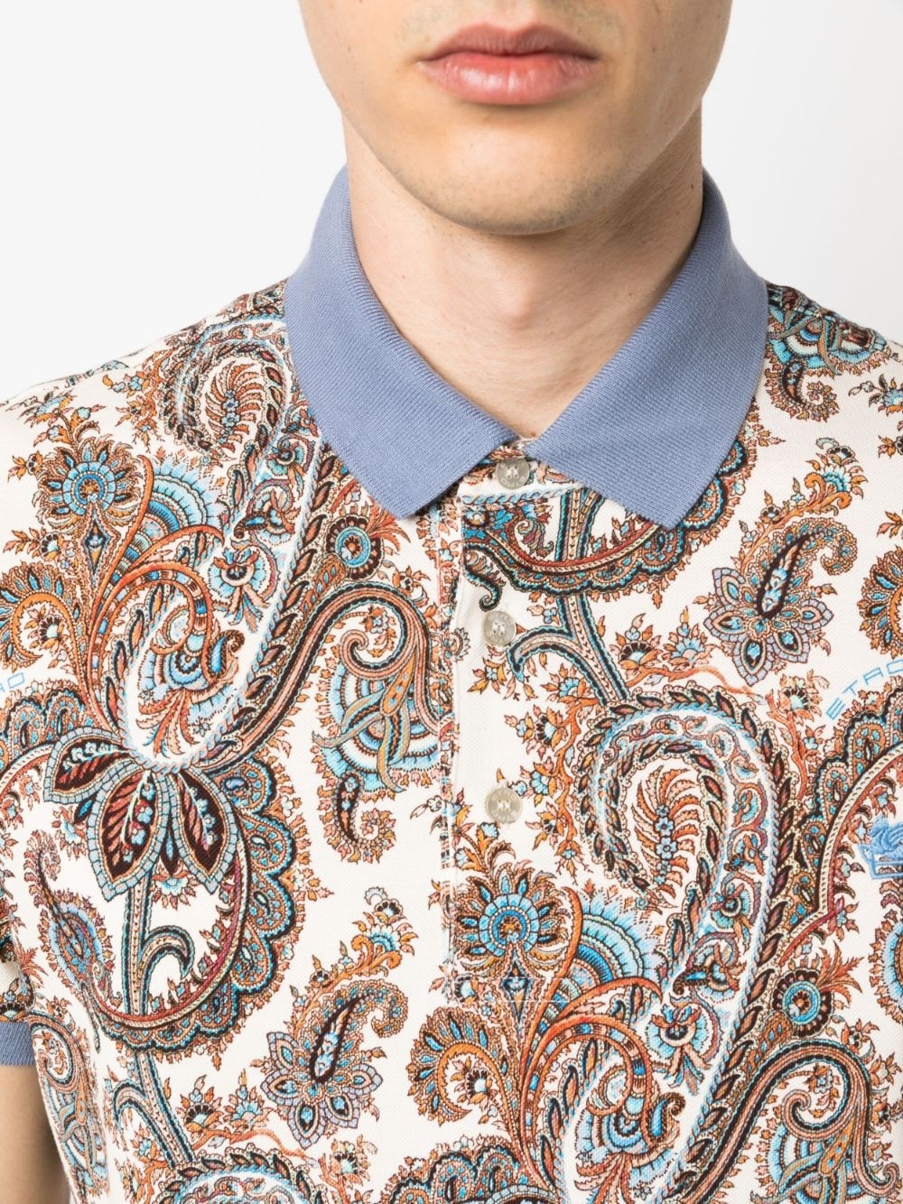 paisley-print cotton polo shirt - 5