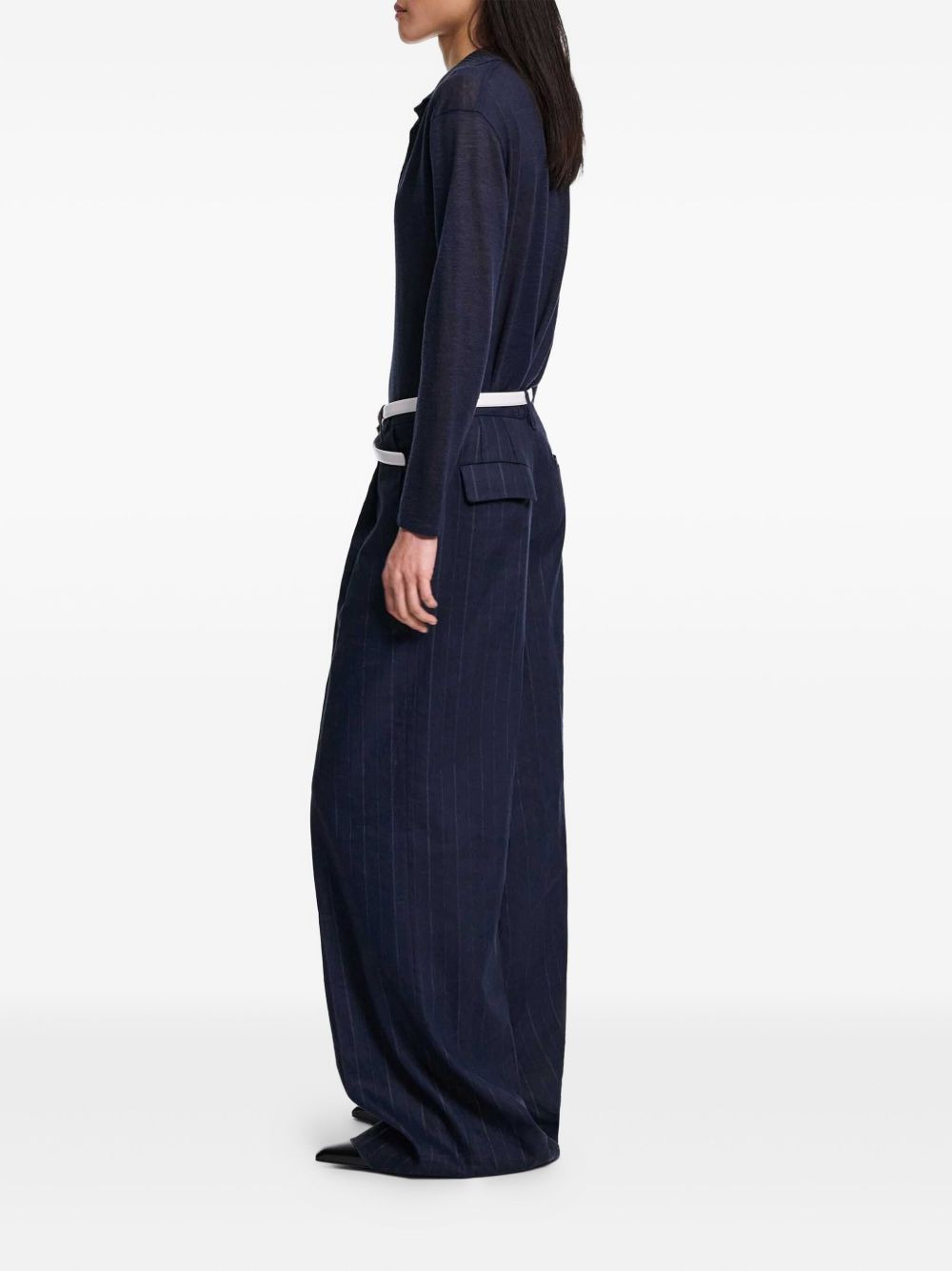 pinstriped wide-leg trousers - 3