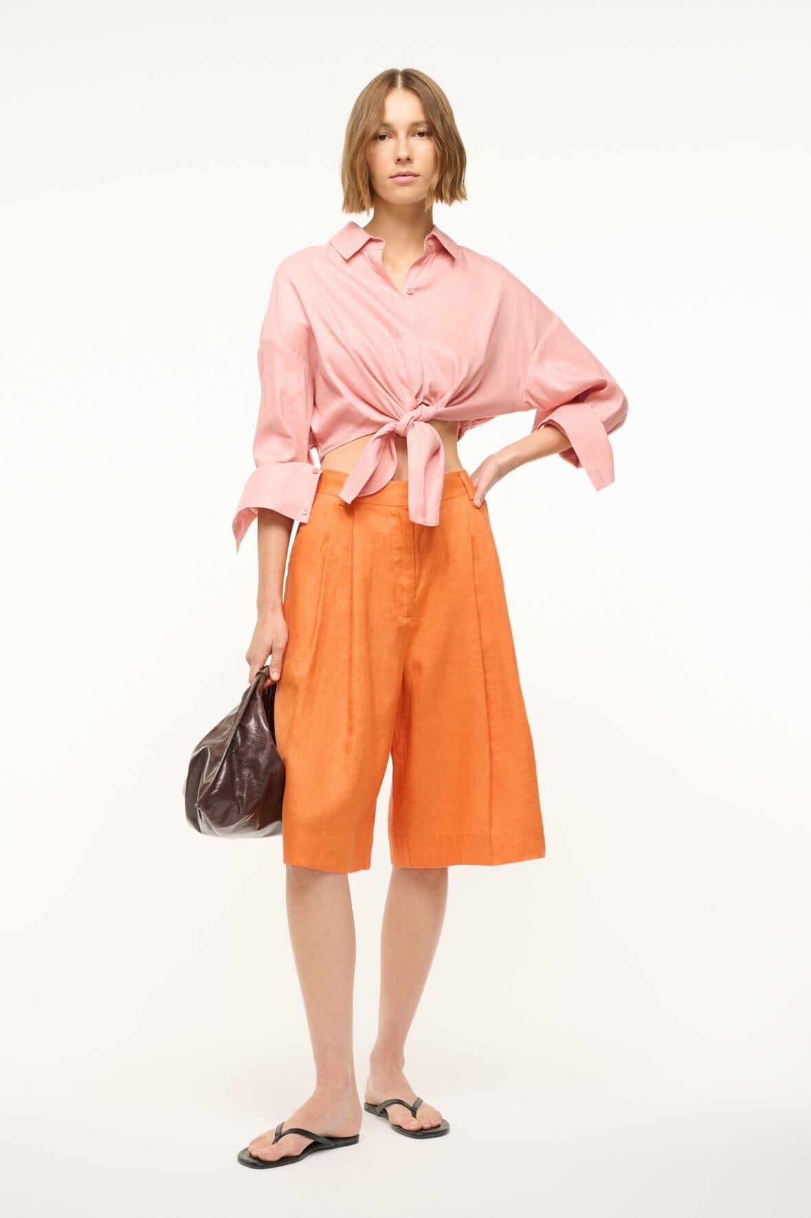 STAUD LISA LINEN TOP FADED BLUSH - 8