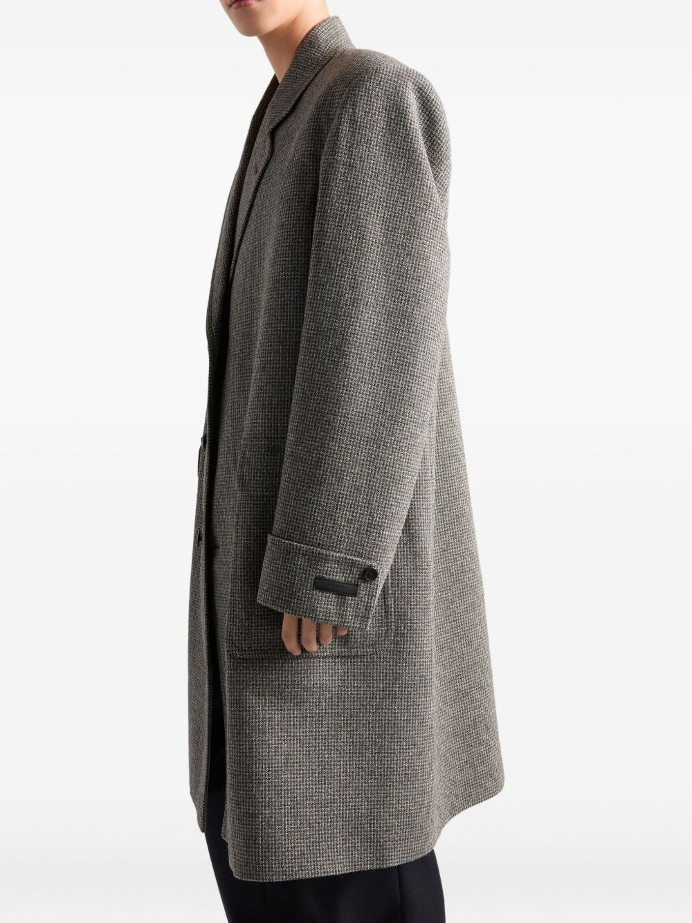 houndstooth-check wool single-breasted coat - 4