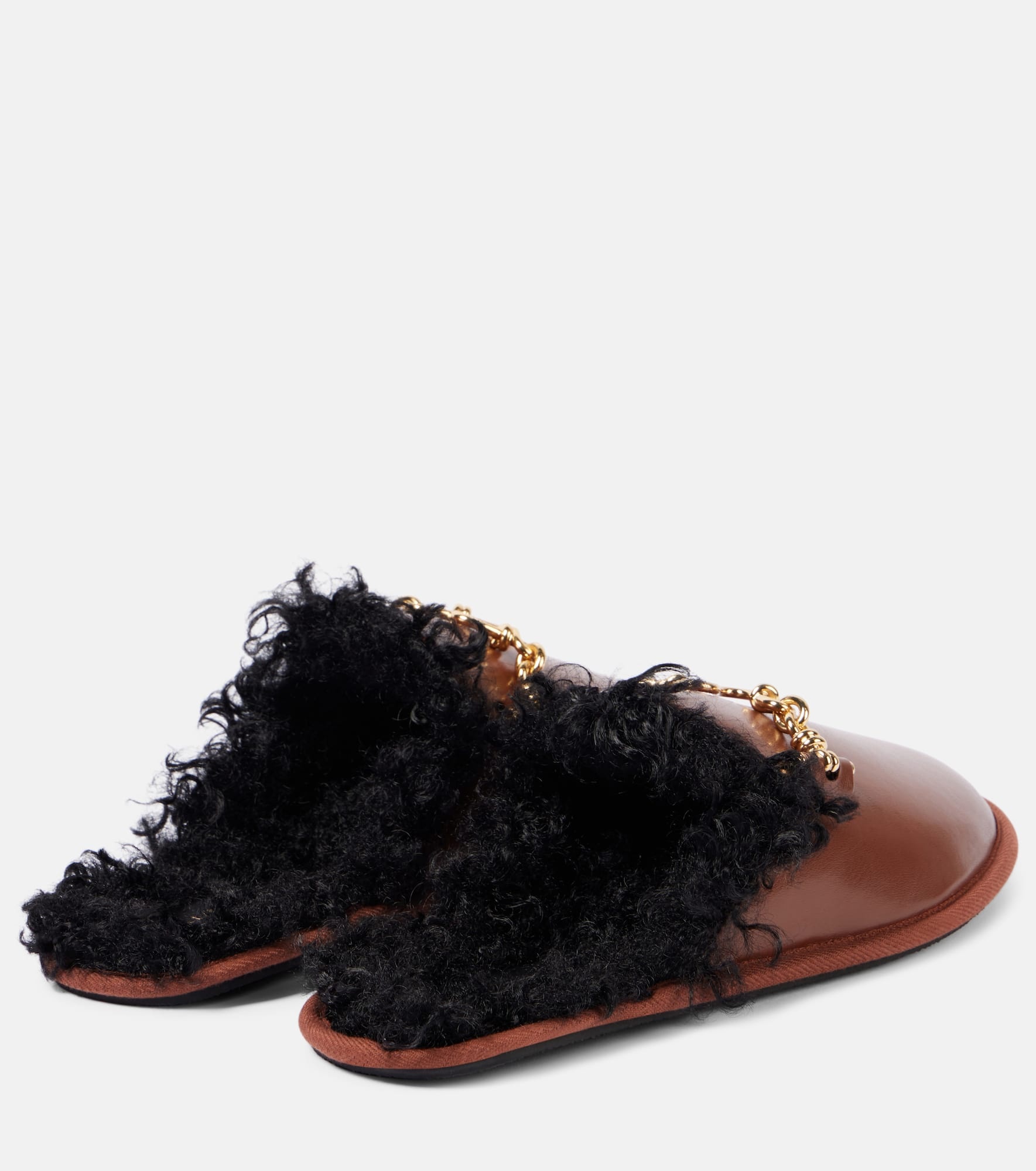 Ryder teddy-trimmed faux leather mules - 2