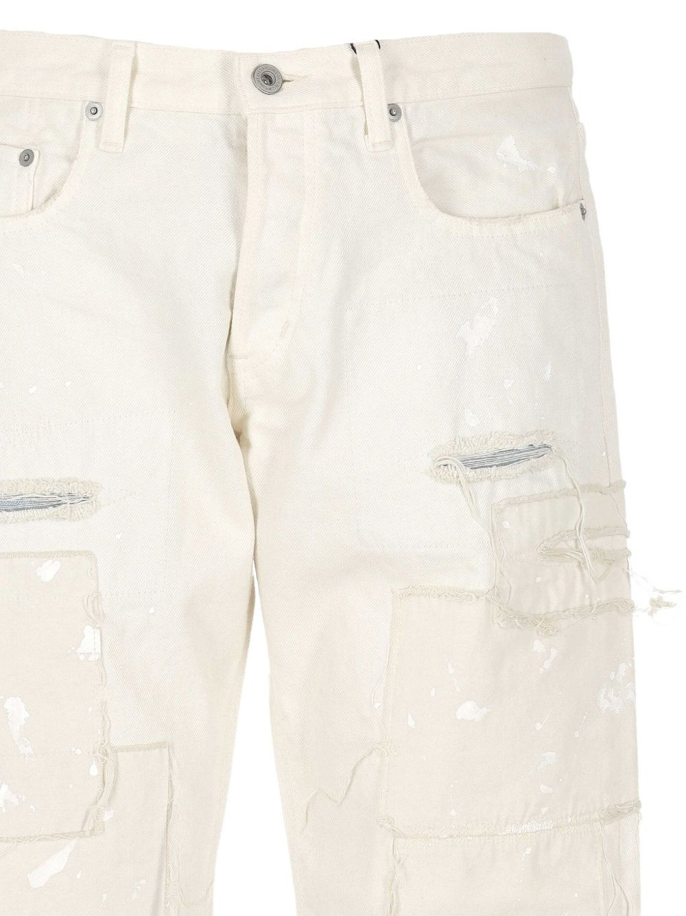 patchwork frayed jeans - 3