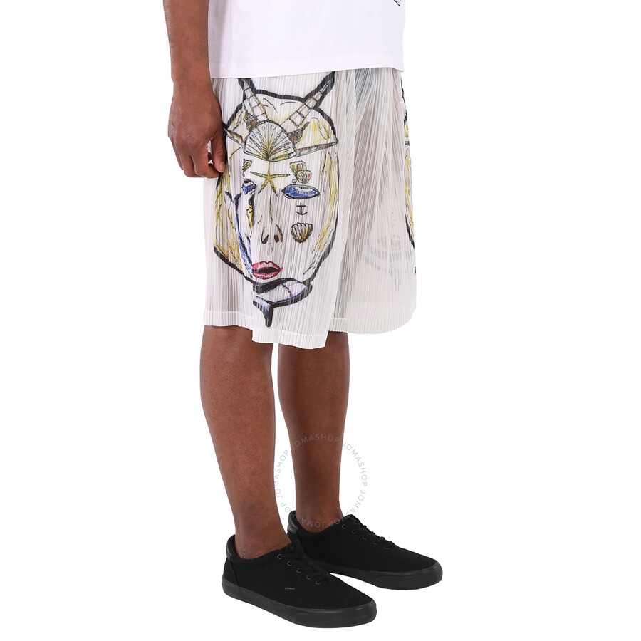 Burberry White Marine Sketch Sheer Plisse Shorts - 4