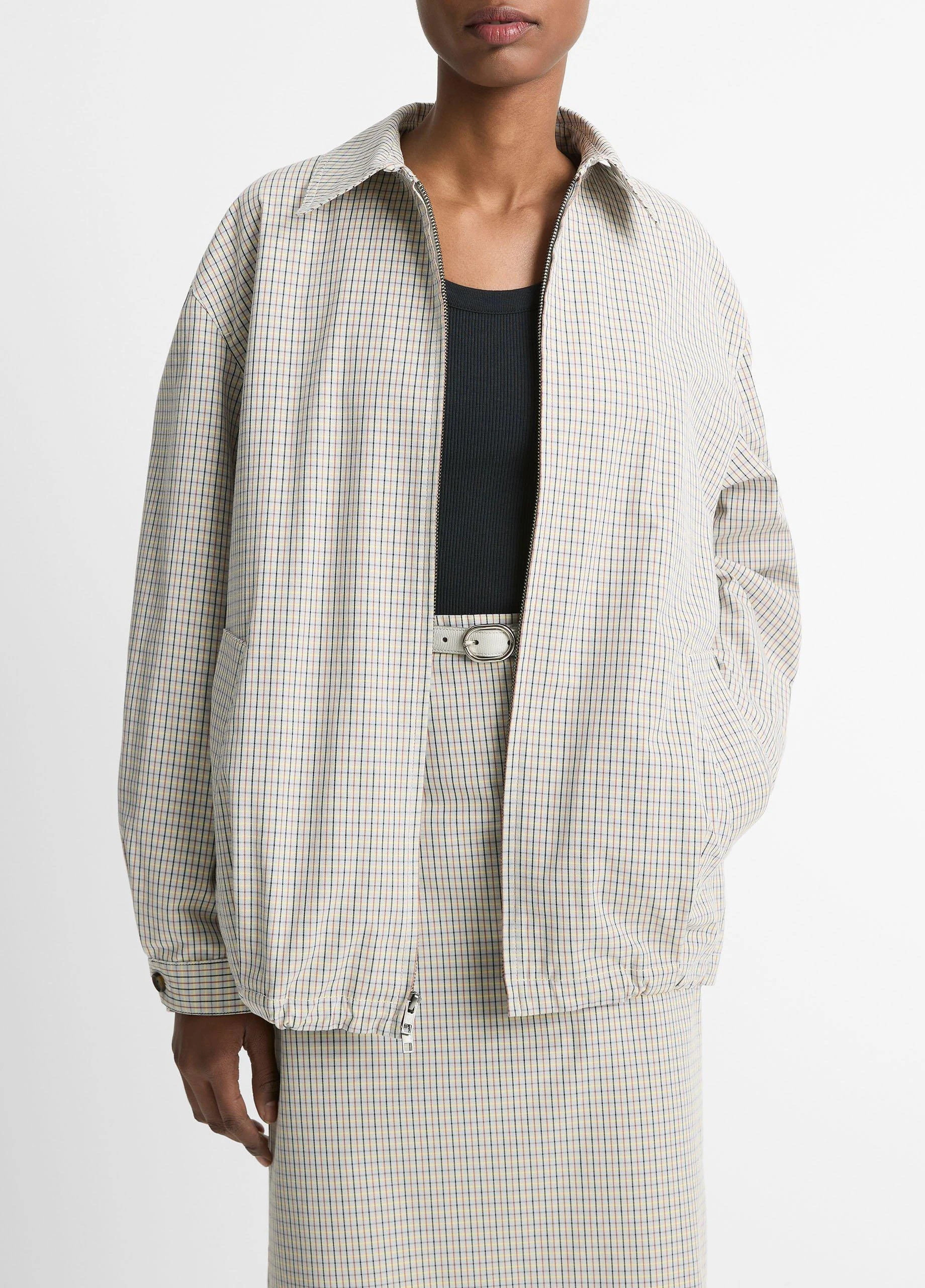 Gardener's Check Cotton Oversized Bomber Jacket - 1