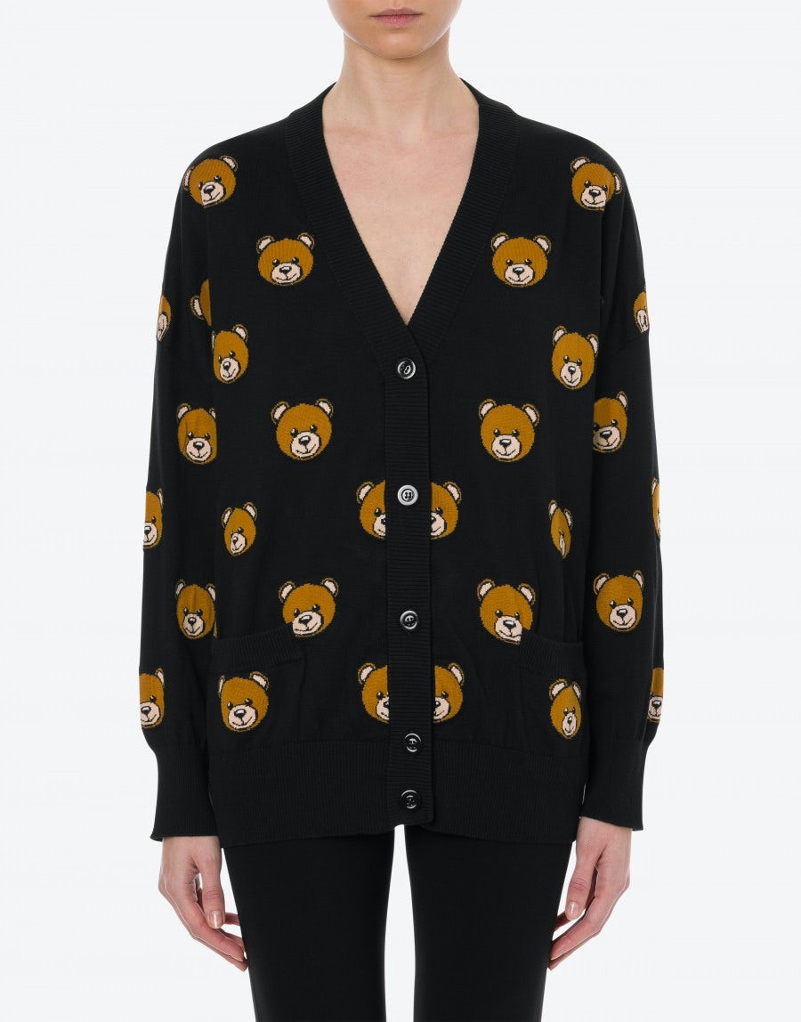 COTTON MAXI CARDIGAN ALLOVER TEDDY BEAR - 2