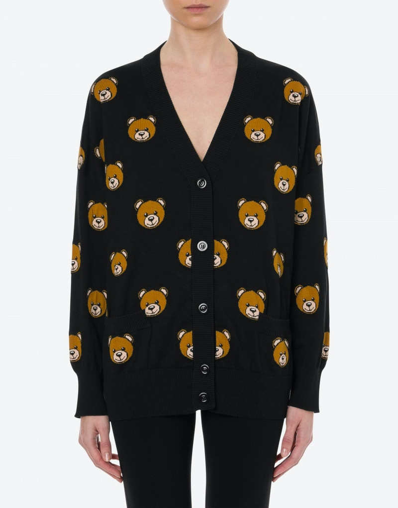 Moschino COTTON MAXI CARDIGAN ALLOVER TEDDY BEAR outlook