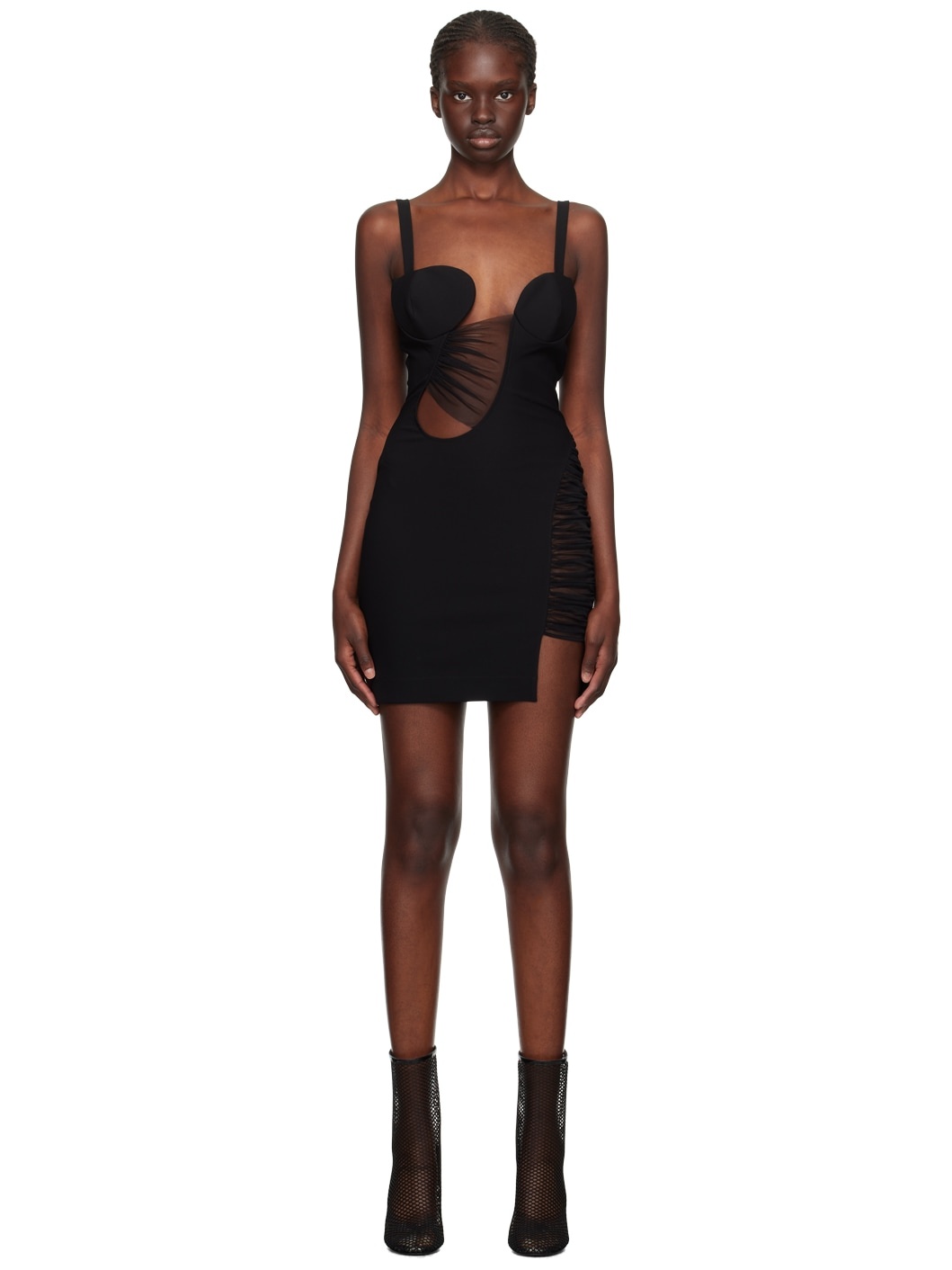 Black Asymmetrical Minidress - 1