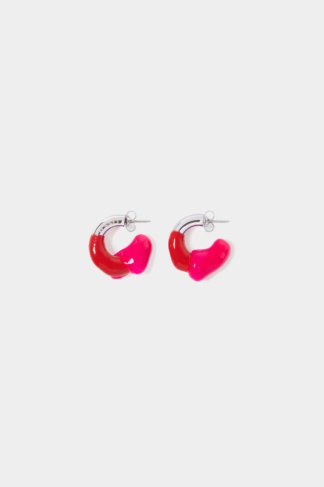 MINI RUBBERIZED EARRINGS SILVER / rubin & fuchsia - 1