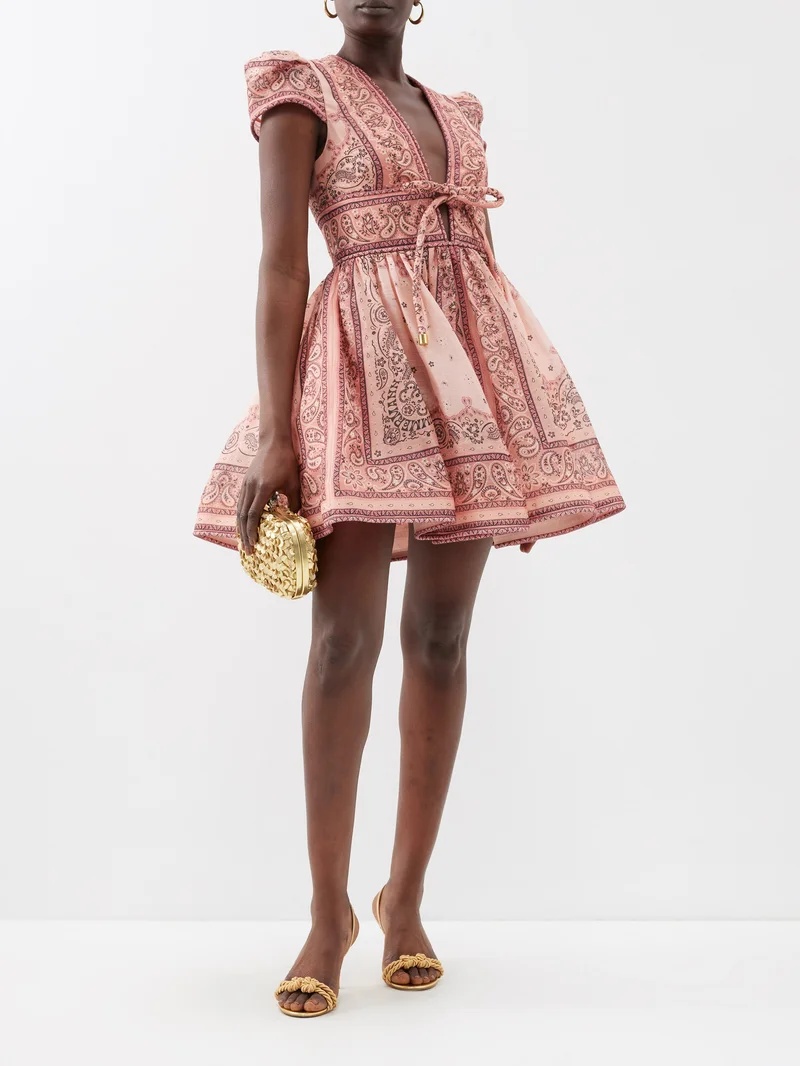 ZIMMERMANN ★ リネン ペイズリー ラッフル付き ミディ ドレス Zimmermann Matchmaker paisley-print linen-blend mini dress