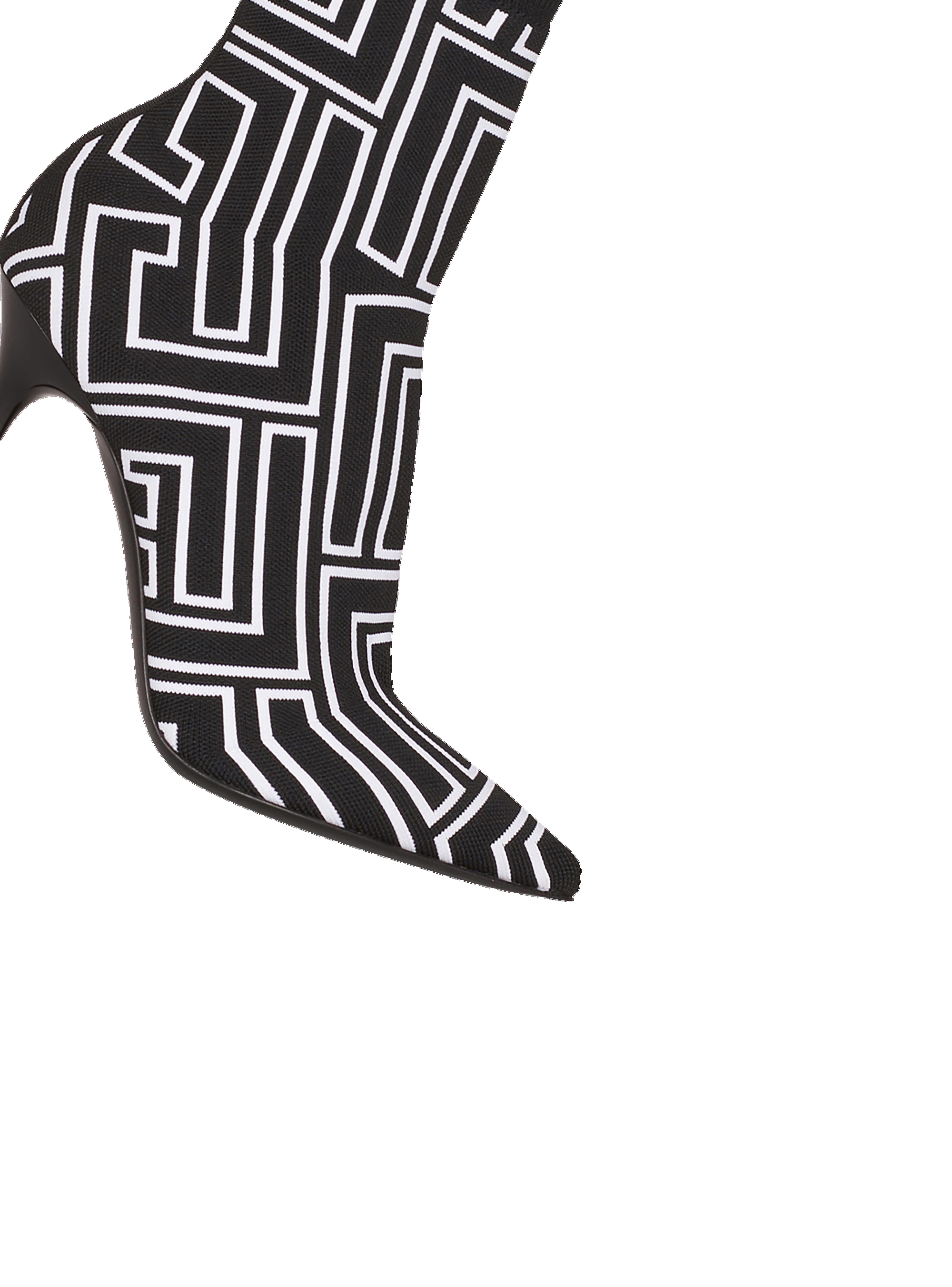 Bicolor stretch knit Skye ankle boots with Balmain monogram - 5