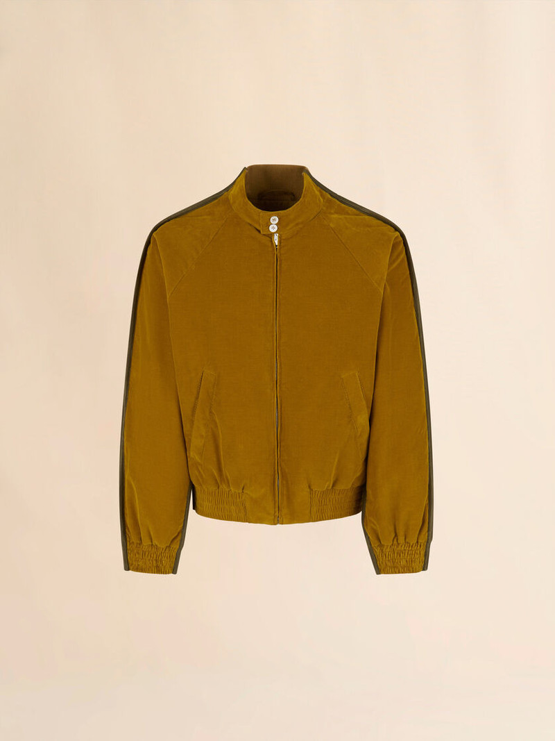 MUSTARD CORDUROY BOMBER WITH NYLON BACK 1