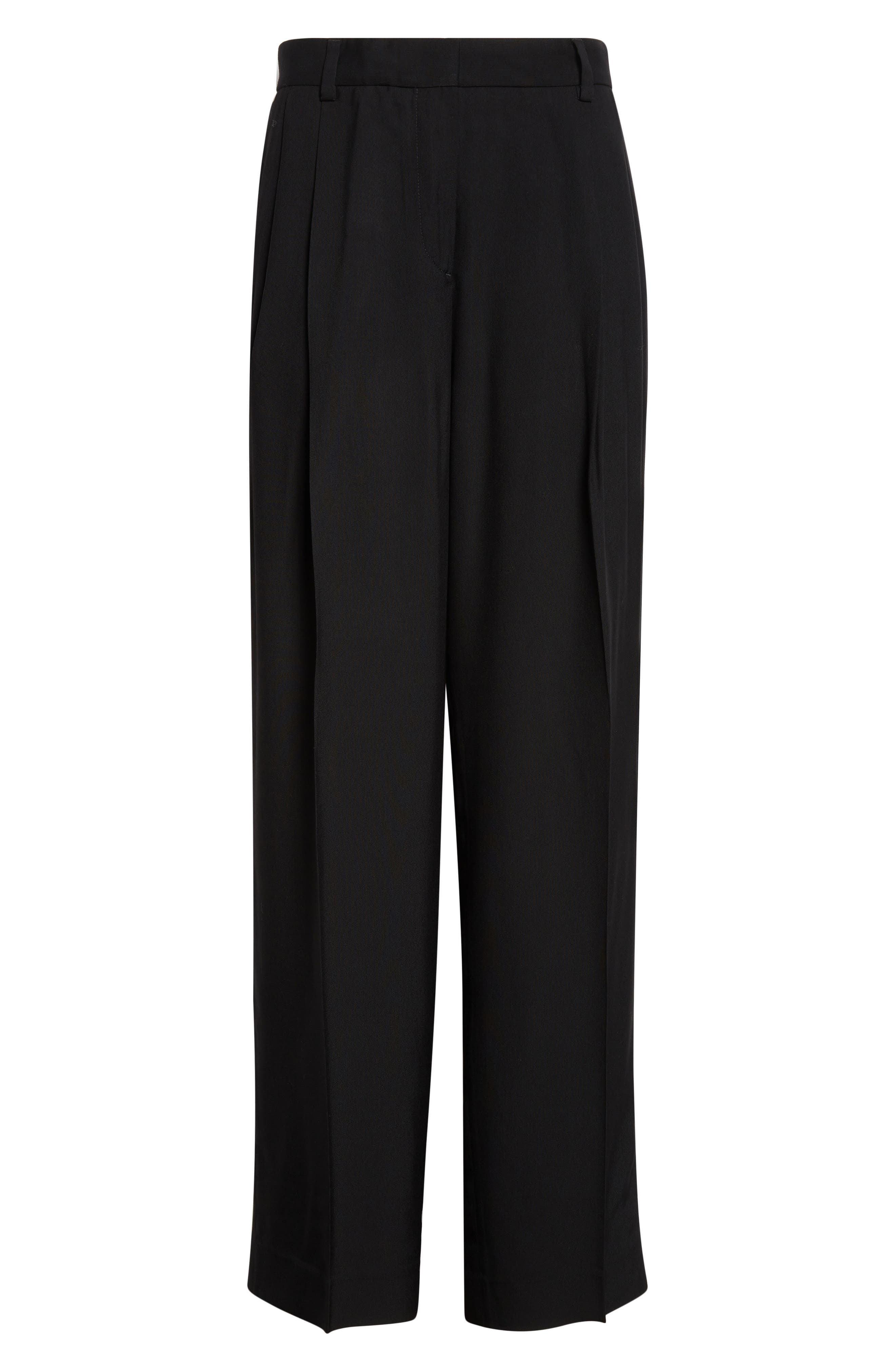 TOTEME Double Pleat Straight Leg Trosuers in Black at Nordstrom - 6